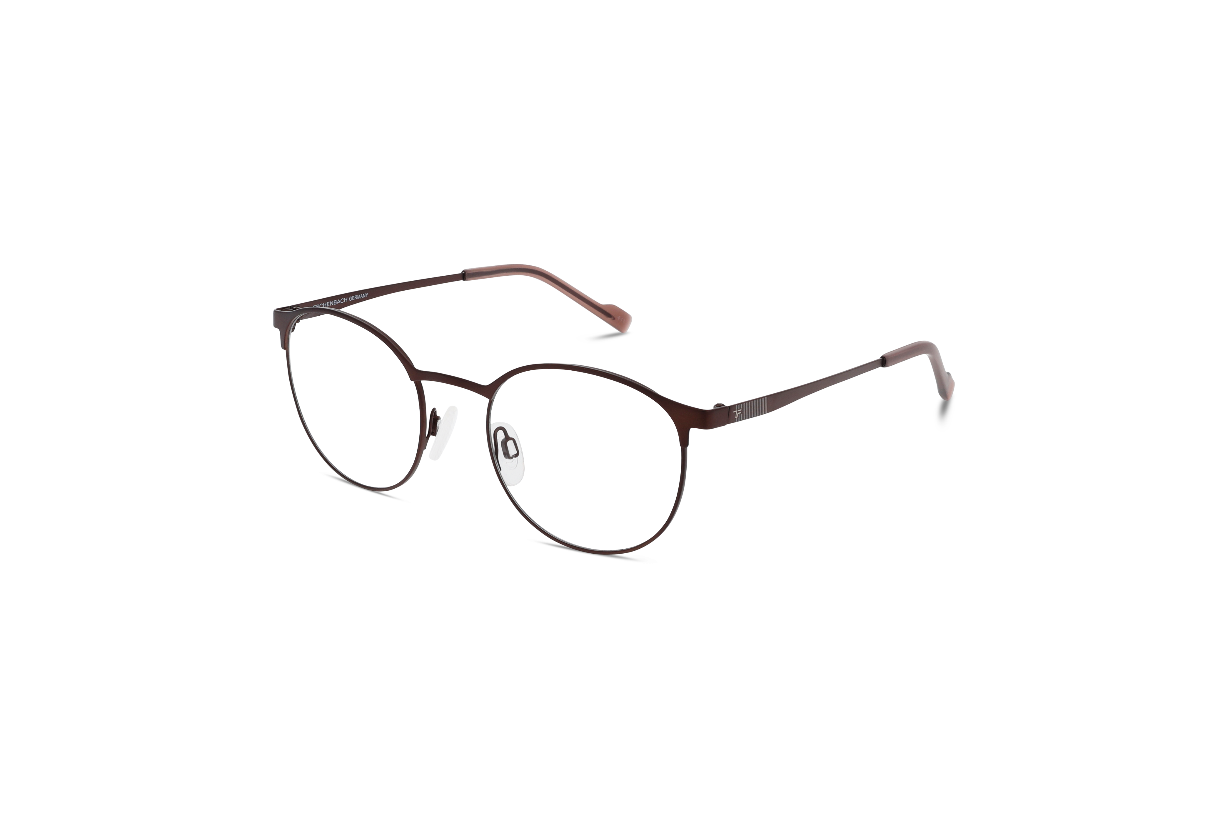 45° Ansicht der Brille Titanflex 820982 in Braun auf weißem Hintergrund.