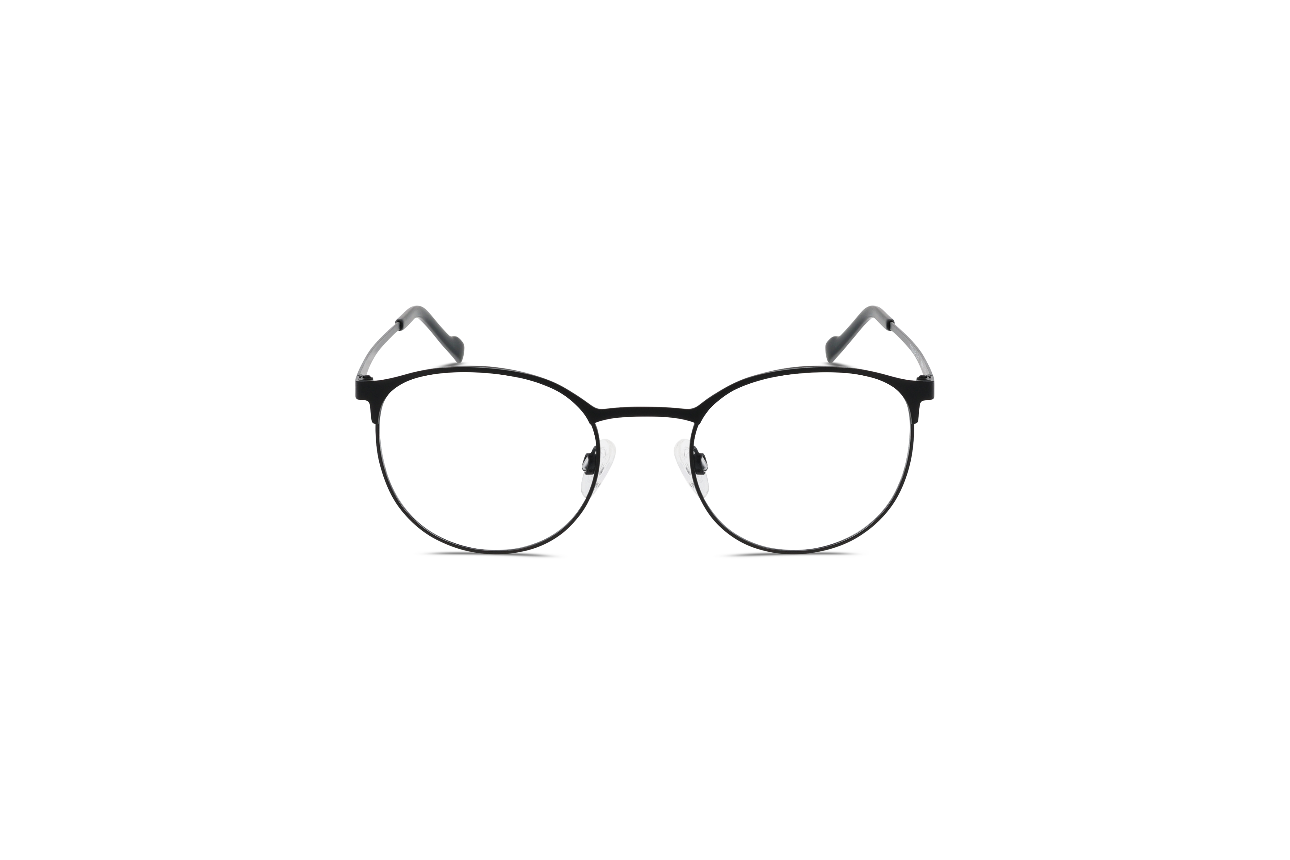 Die Brille Titanflex 820982 in Schwarz auf weißem Hintergrund in Frontalansicht.