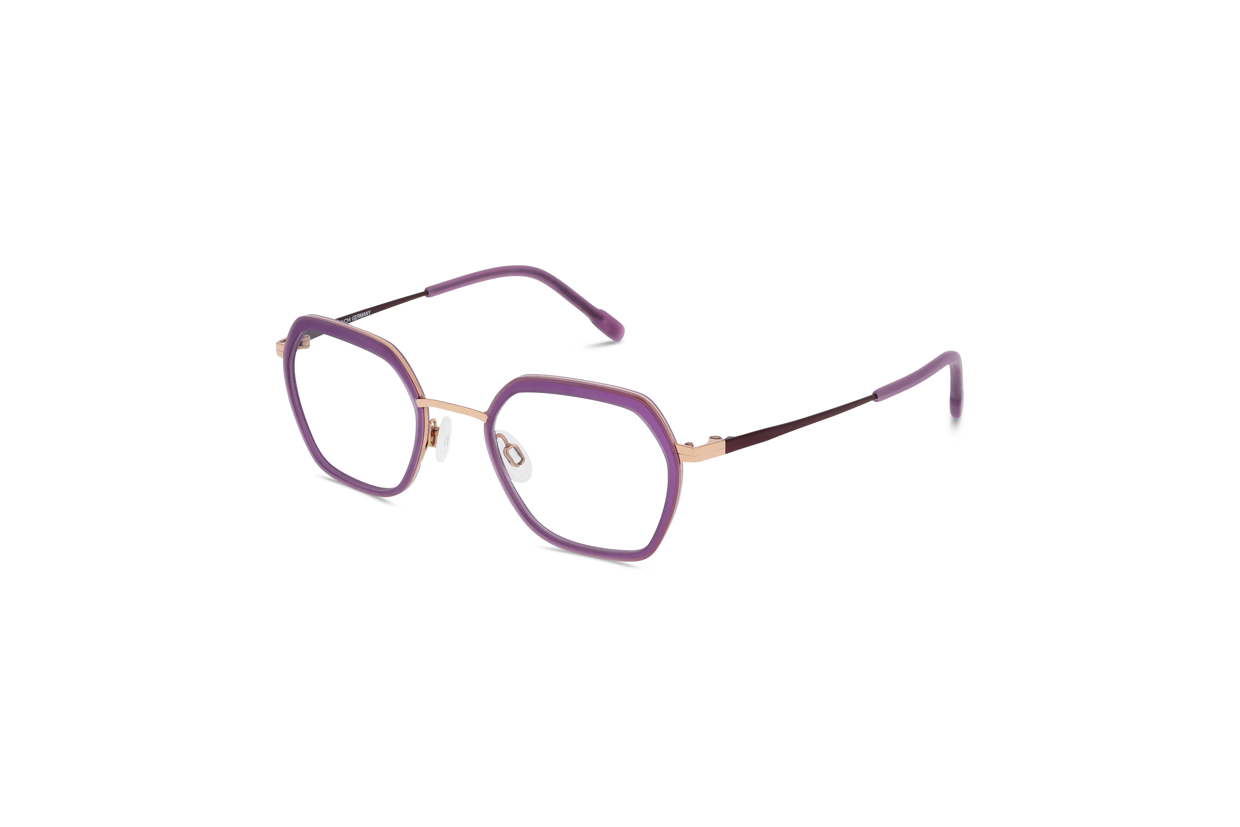 45° Ansicht der Kinderbrille Titanflex Kids 830148 in Violett auf weißem Hintergrund.