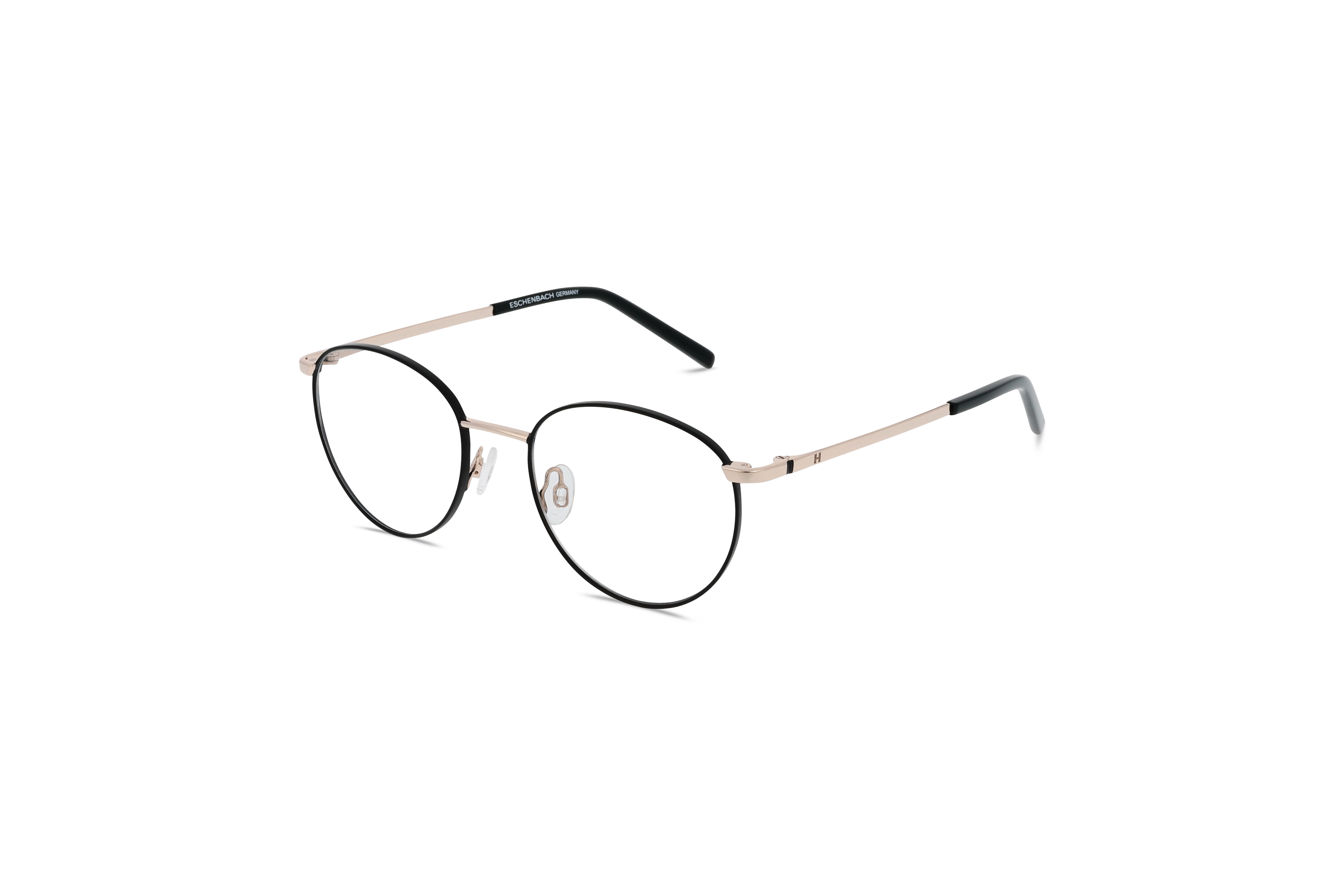 45° Ansicht der Brille Humphrey's 582411 in Schwarz auf weißem Hintergrund.