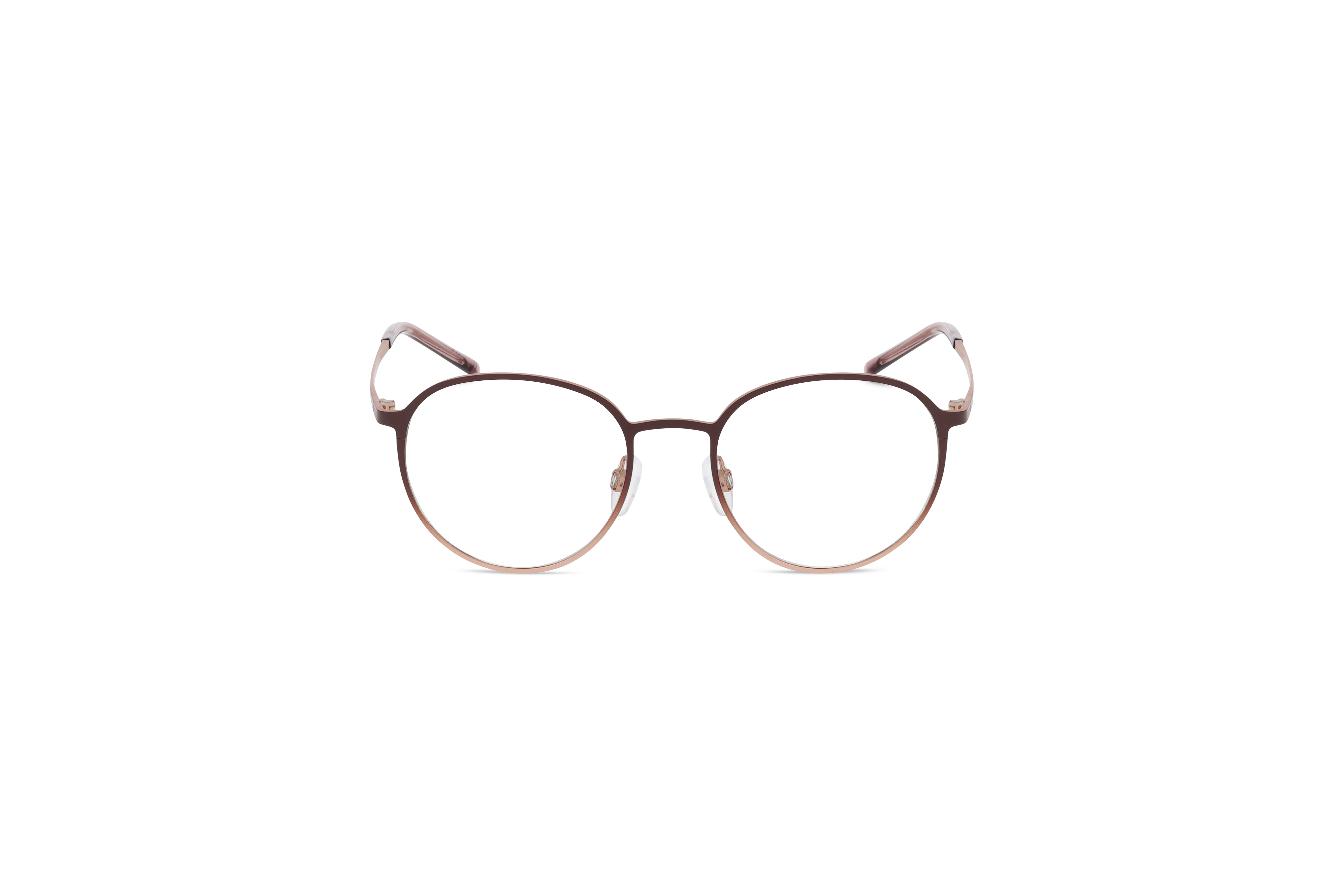 Die Brille Marc O´Polo 502211 in Braun auf weißem Hintergrund in Frontalansicht.