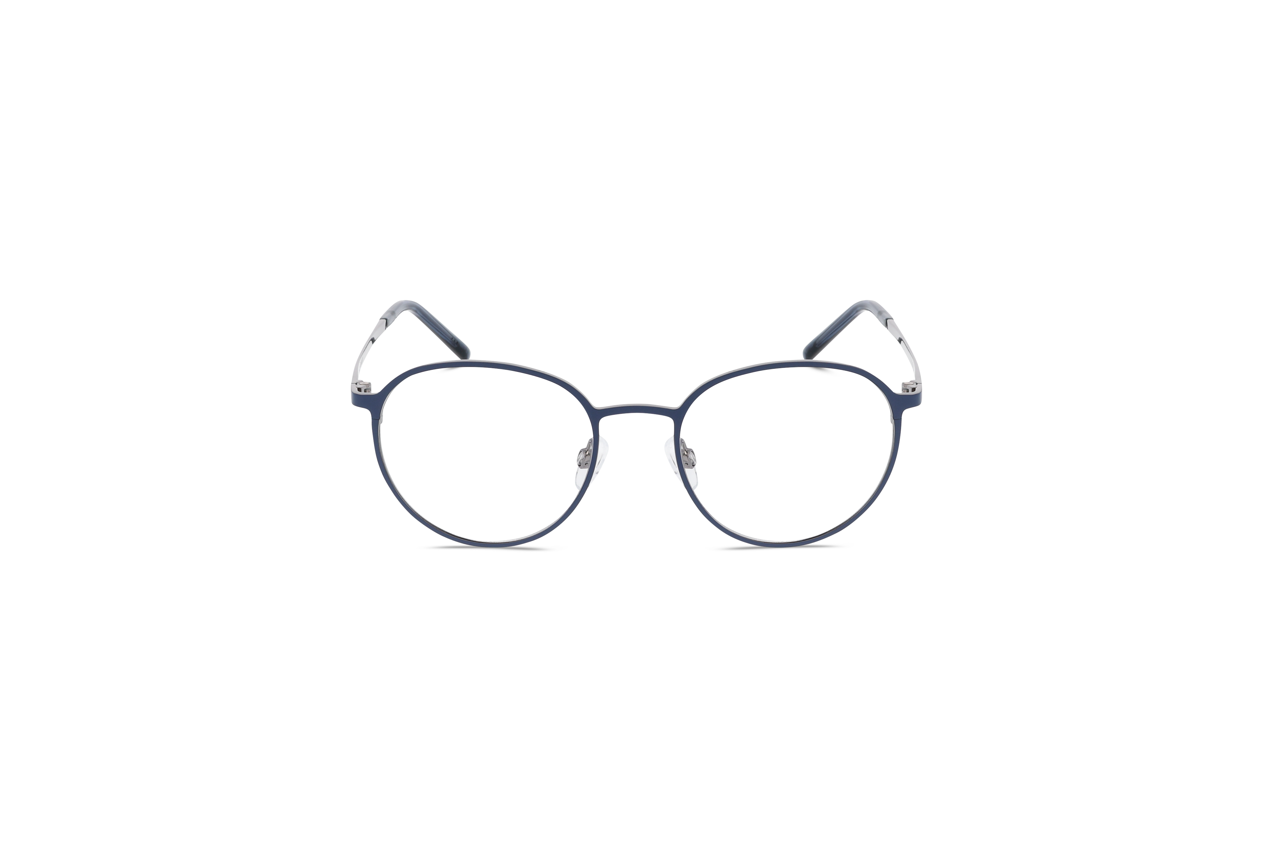 Die Brille Marc O´Polo 502211 in Blau auf weißem Hintergrund in Frontalansicht.