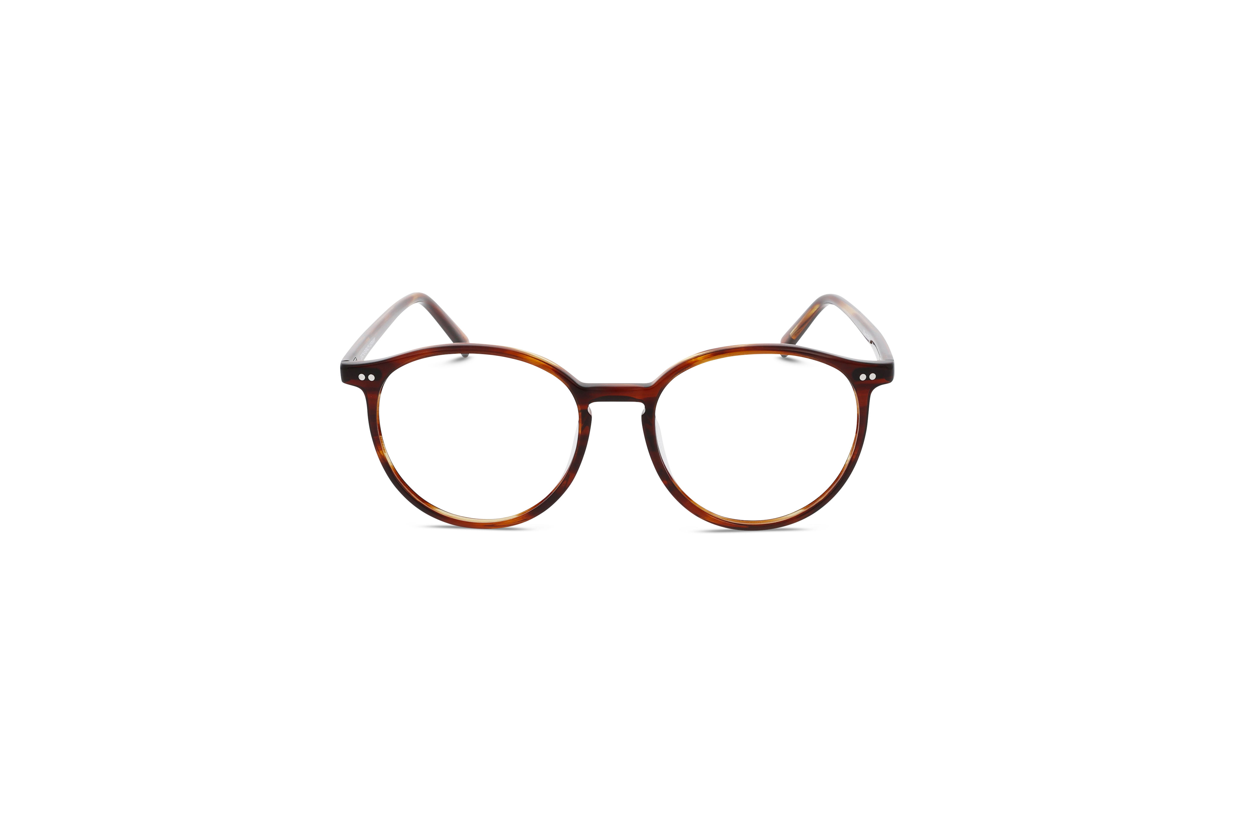 Die Brille Marc O´Polo 503154 in Braun auf weißem Hintergrund in Frontalansicht.