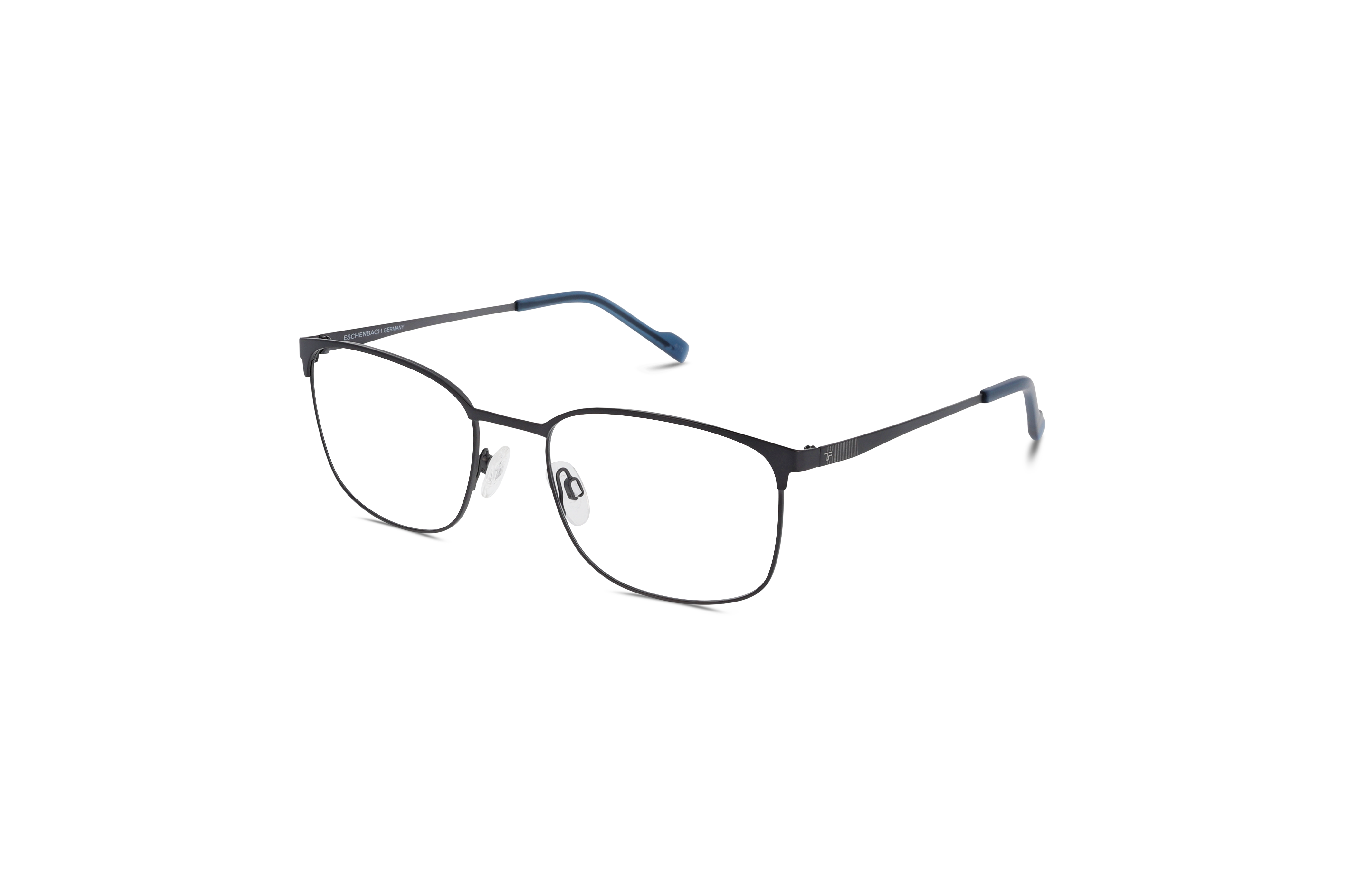 45° Ansicht der Brille Titanflex 820981 in Schwarz auf weißem Hintergrund.