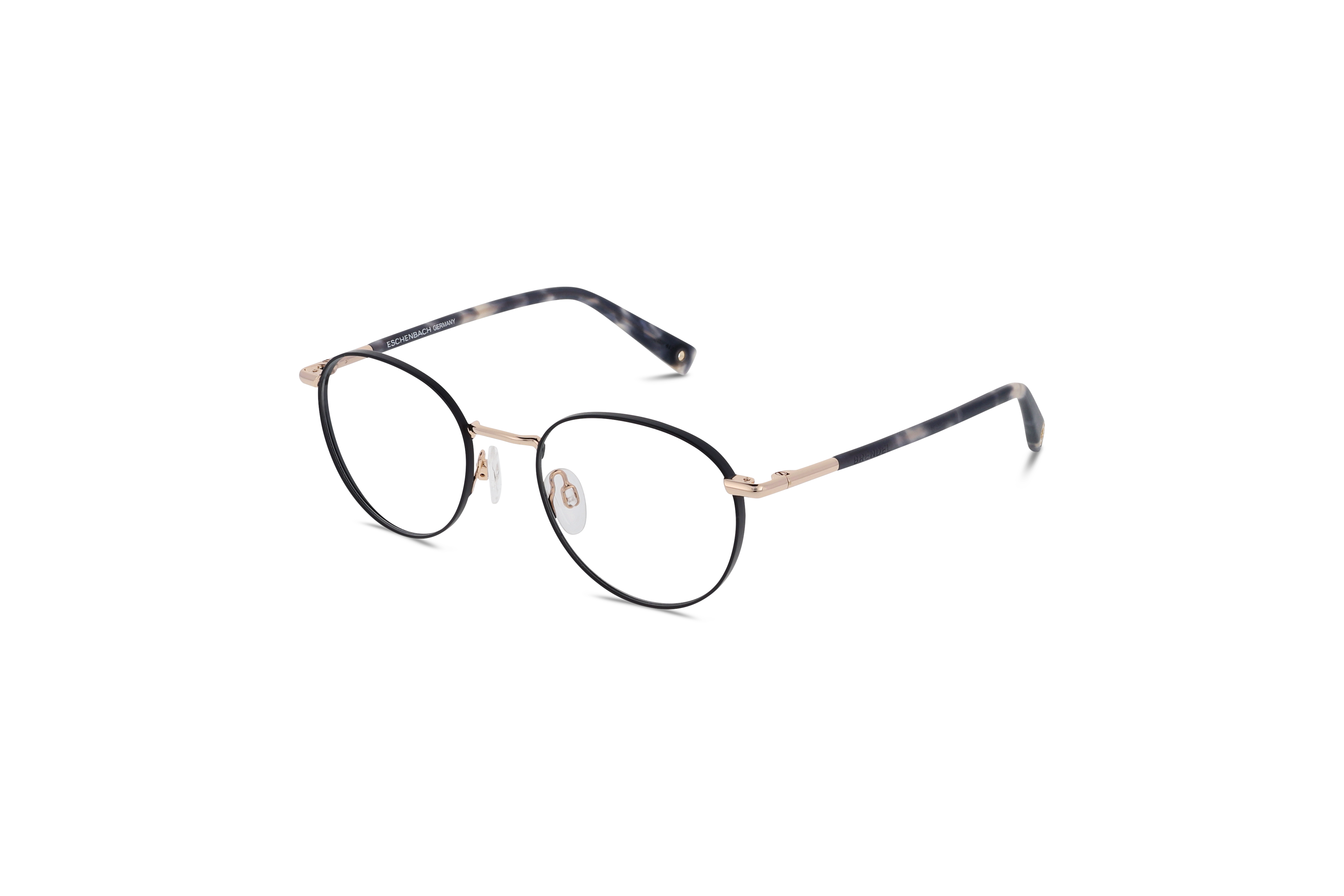 45° Ansicht der Brille Brendel 902454 in Schwarz auf weißem Hintergrund.