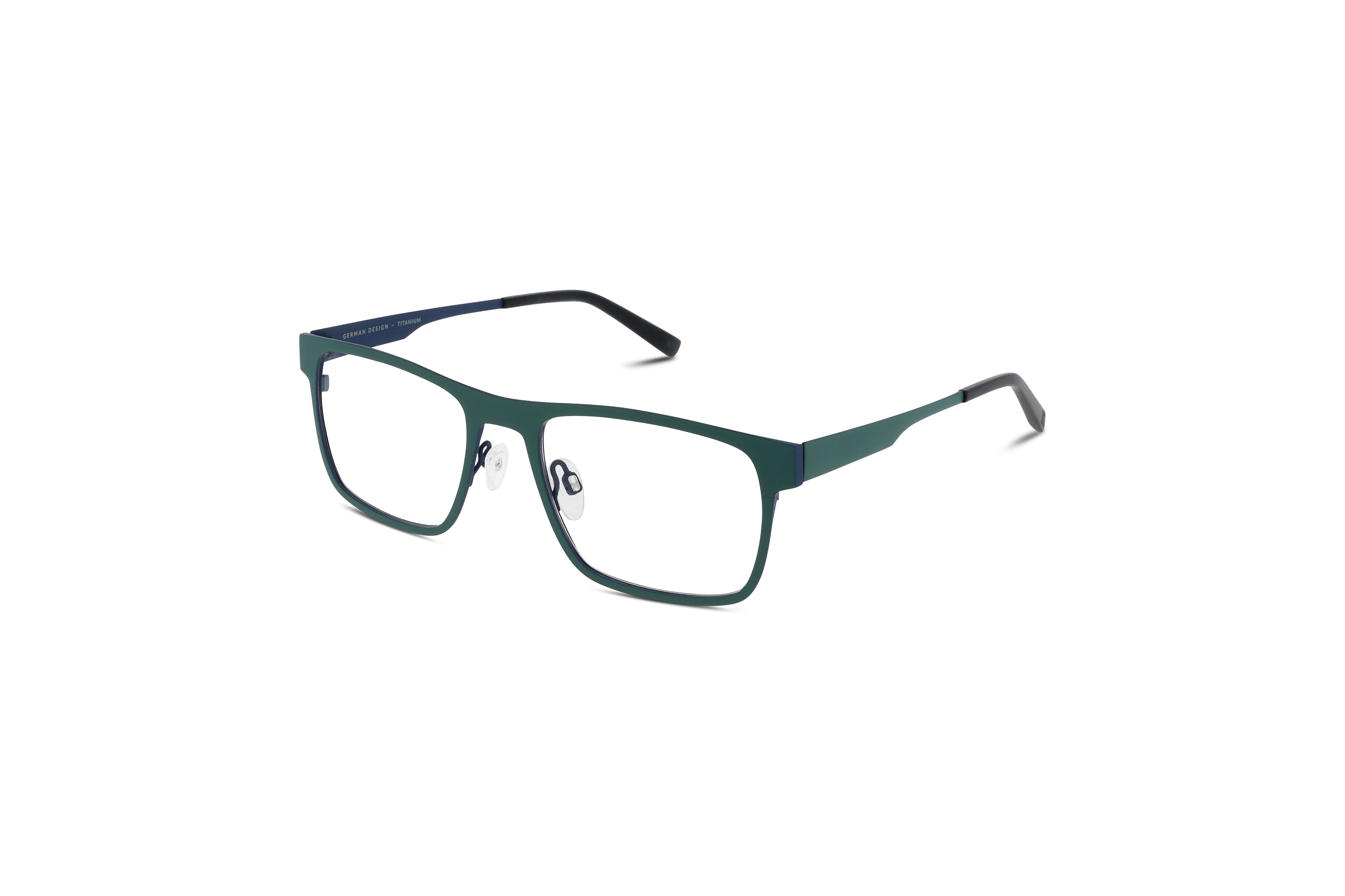 45° Ansicht der Brille Jos. Eschenbach 980004 in Türkis auf weißem Hintergrund.