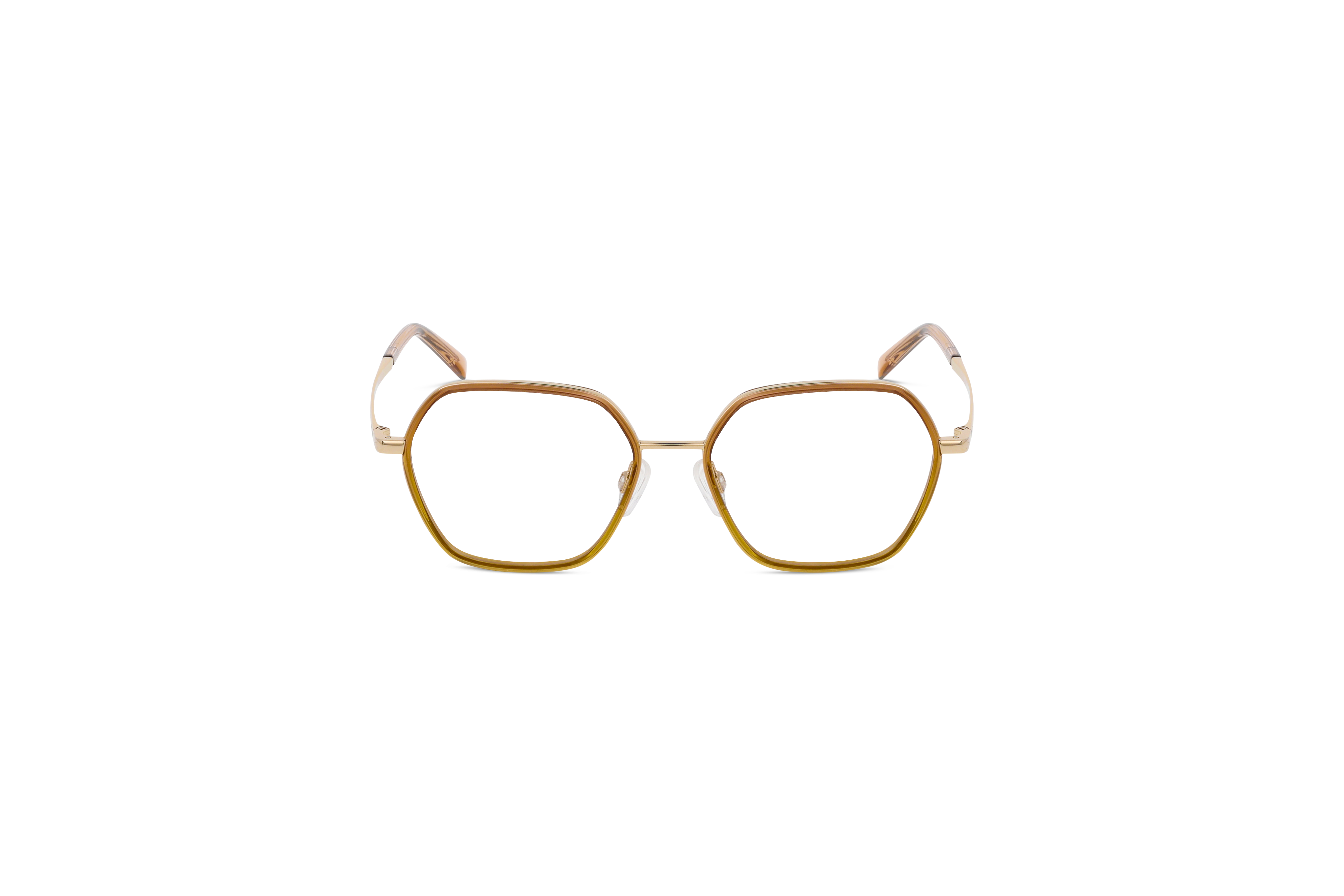 Die Brille Marc O´Polo 501033 in Braun auf weißem Hintergrund in Frontalansicht.