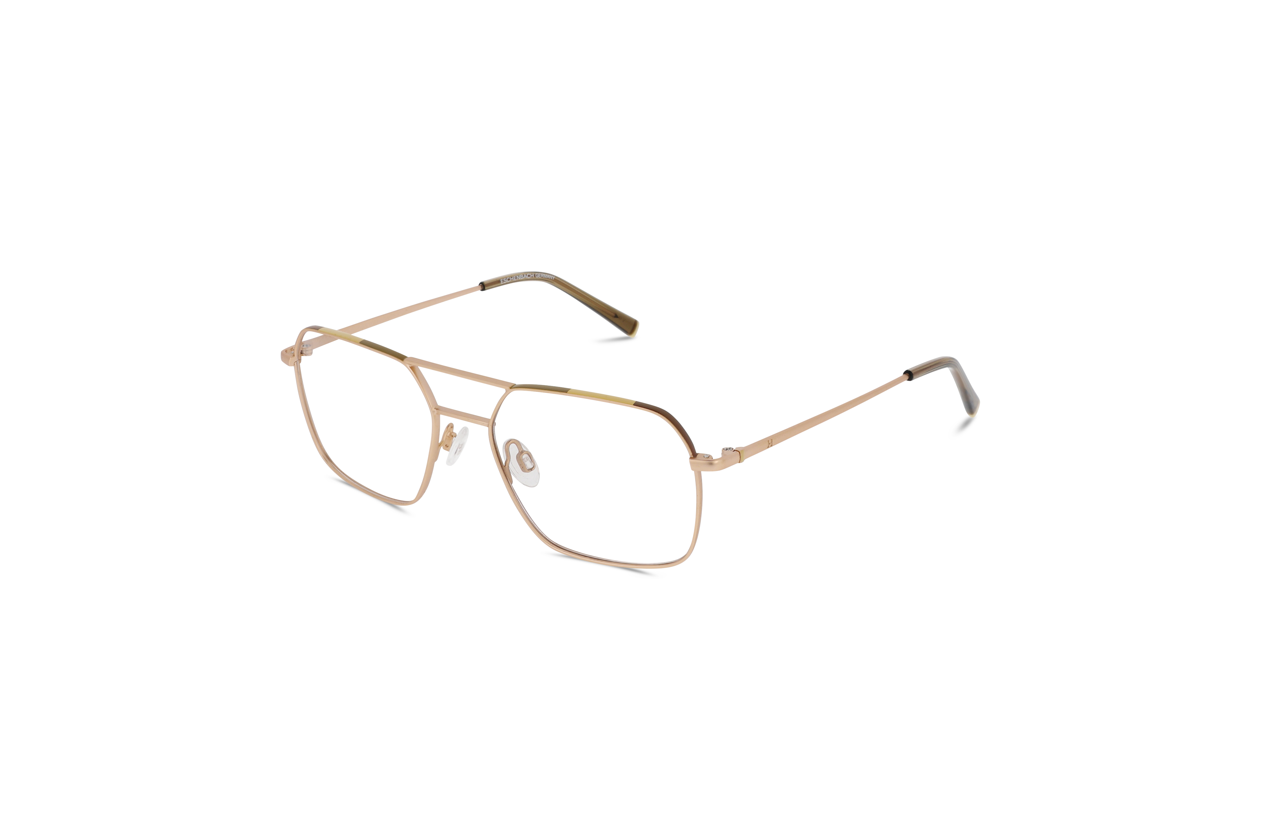 45° Ansicht der Brille Humphrey's 582419 in Gold auf weißem Hintergrund.