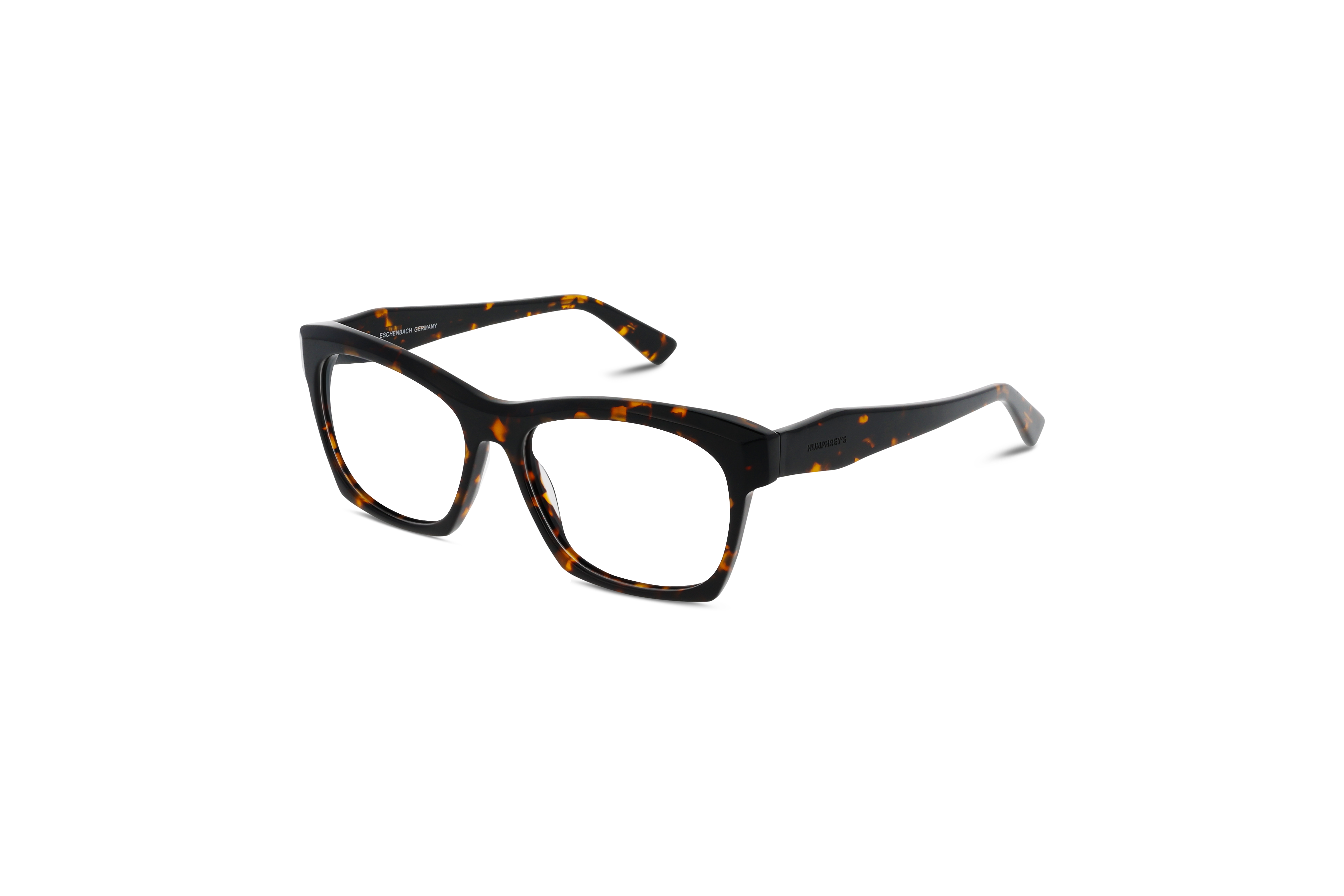 45° Ansicht der Brille Humphrey's 583194 in Havanna auf weißem Hintergrund.