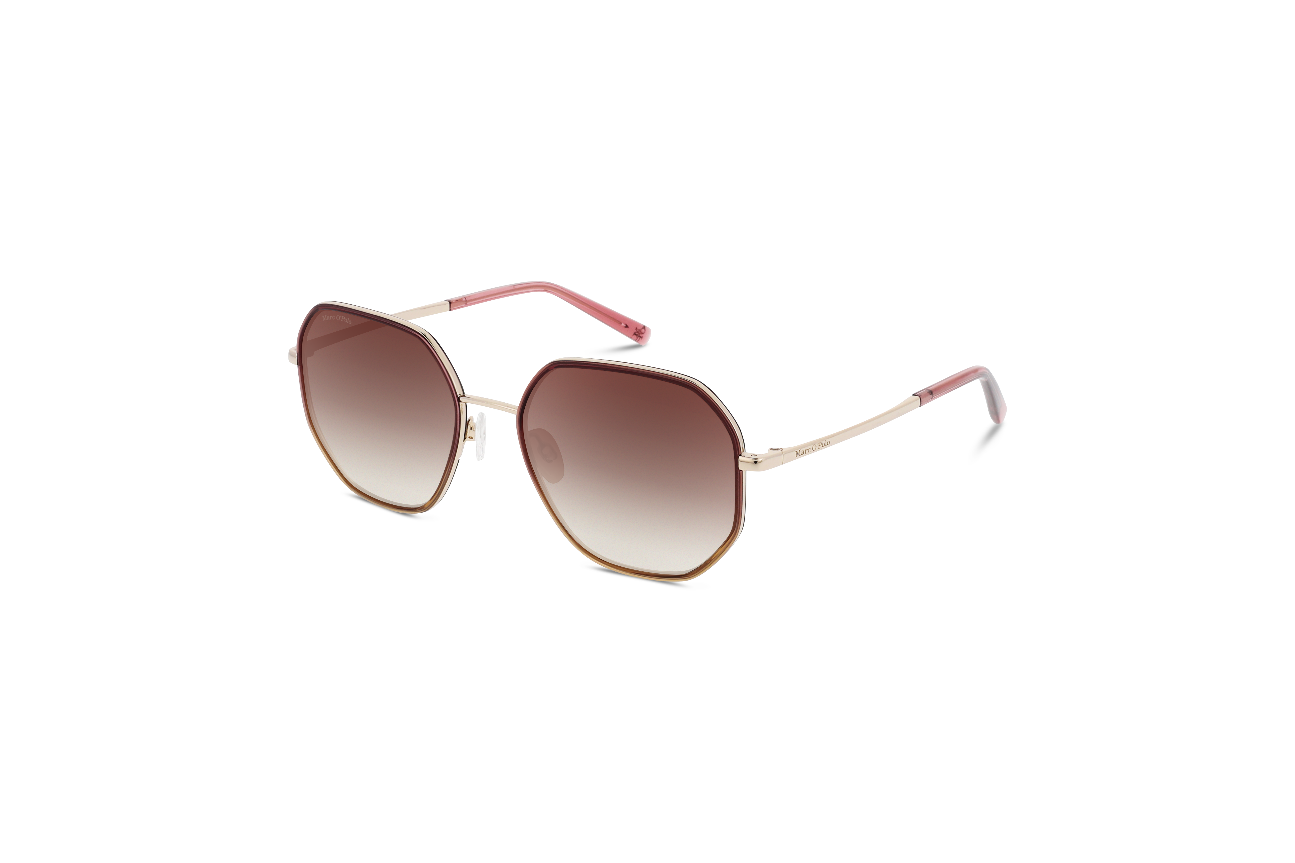 45° Ansicht der Sonnenbrille Marc O´Polo 508003 in Violett auf weißem Hintergrund.