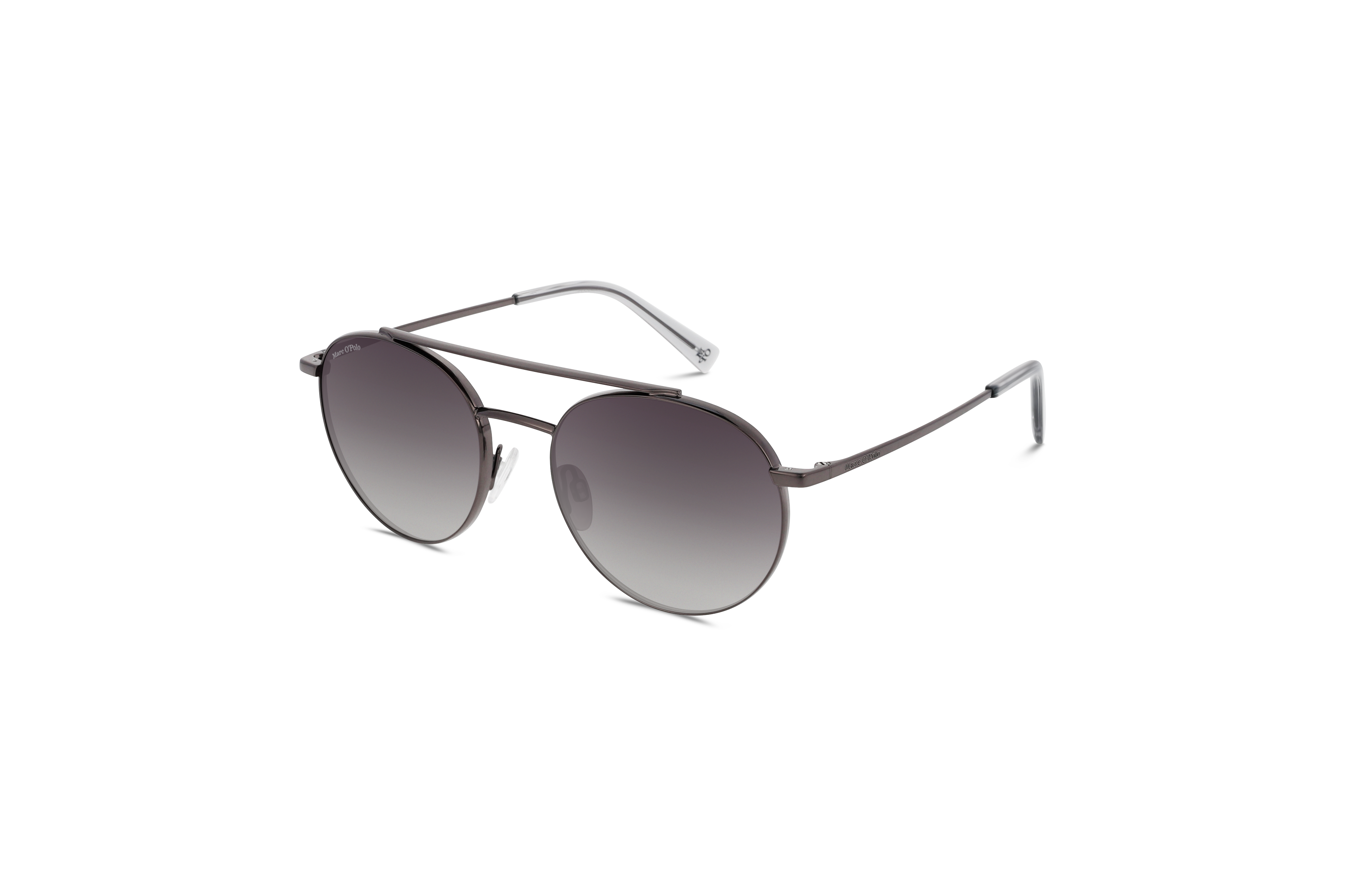 45° Ansicht der Sonnenbrille Marc O´Polo 505127 in Grau auf weißem Hintergrund.