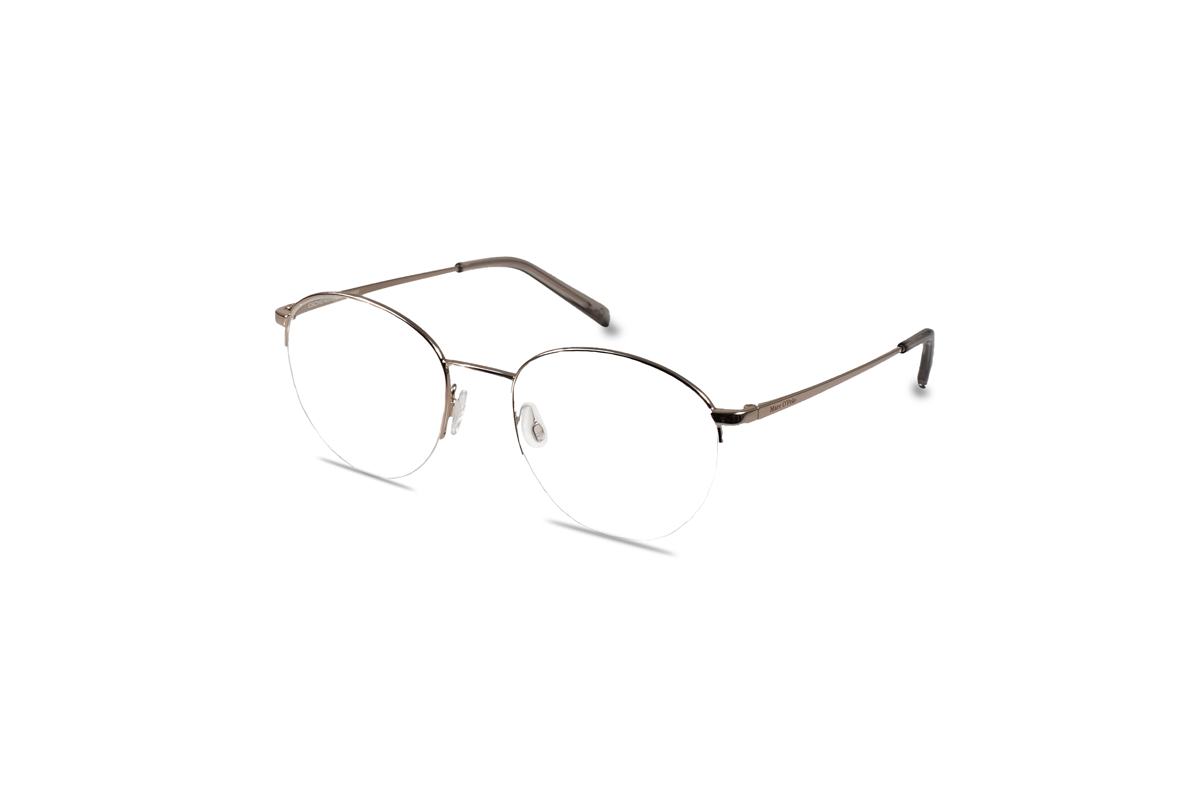 45° Ansicht der Brille Marc O´Polo 502225 in Gold auf weißem Hintergrund.
