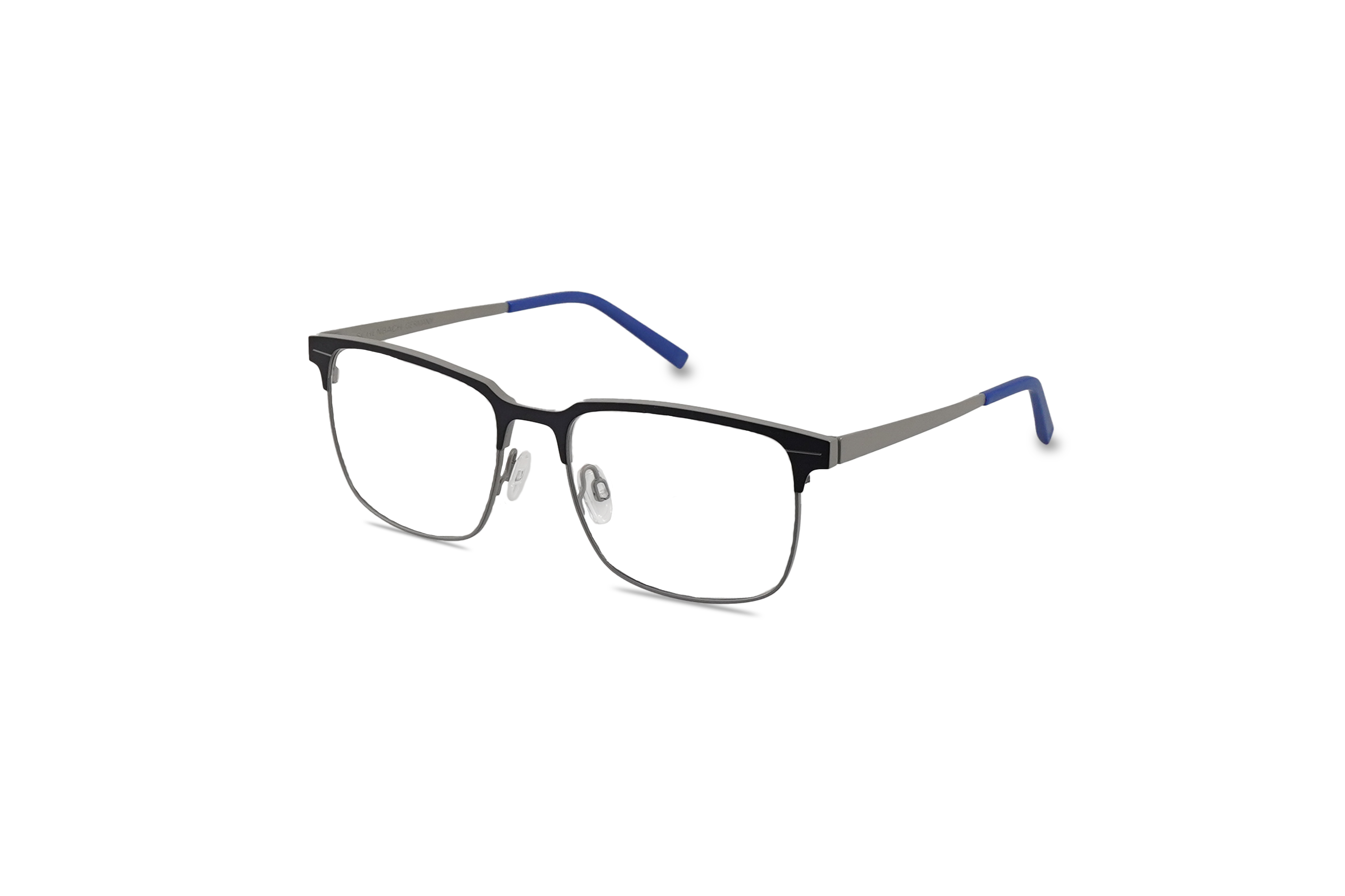 45° Ansicht der Brille Jos. Eschenbach 980014 in Blau auf weißem Hintergrund.
