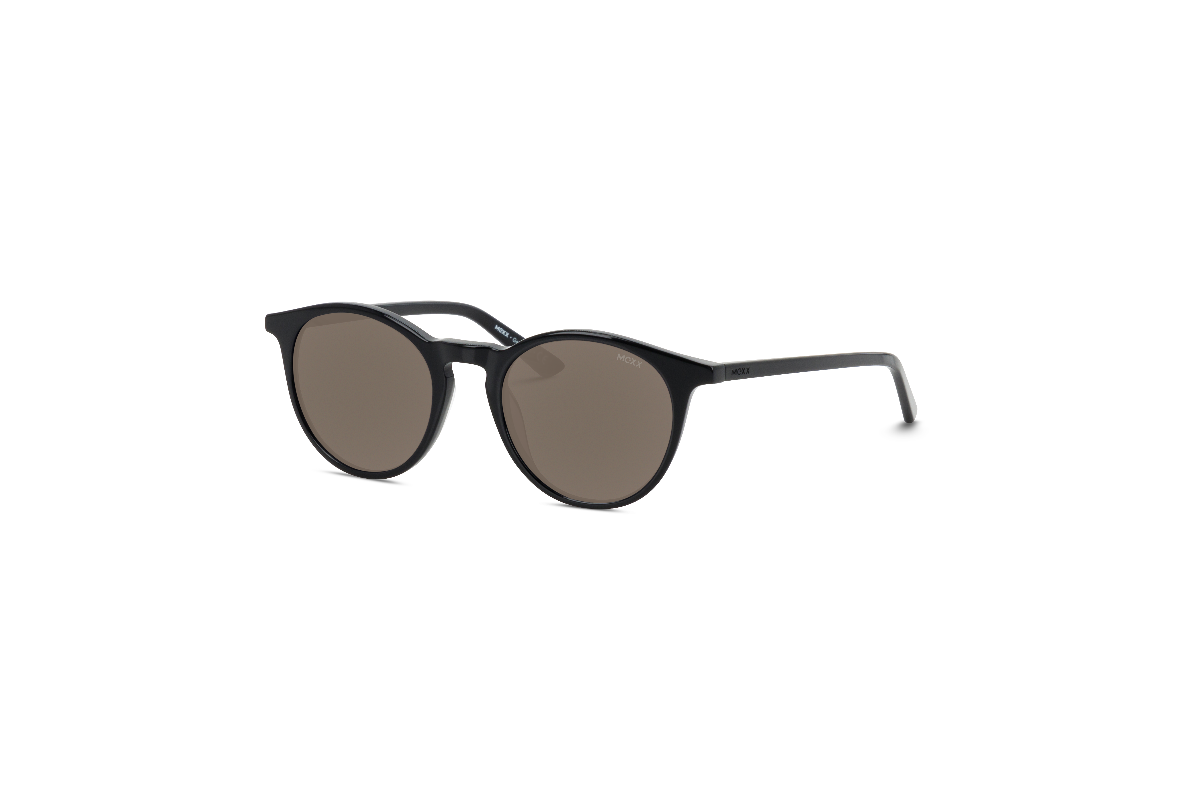 45° Ansicht der Sonnenbrille Mexx 6477 in Schwarz auf weißem Hintergrund.