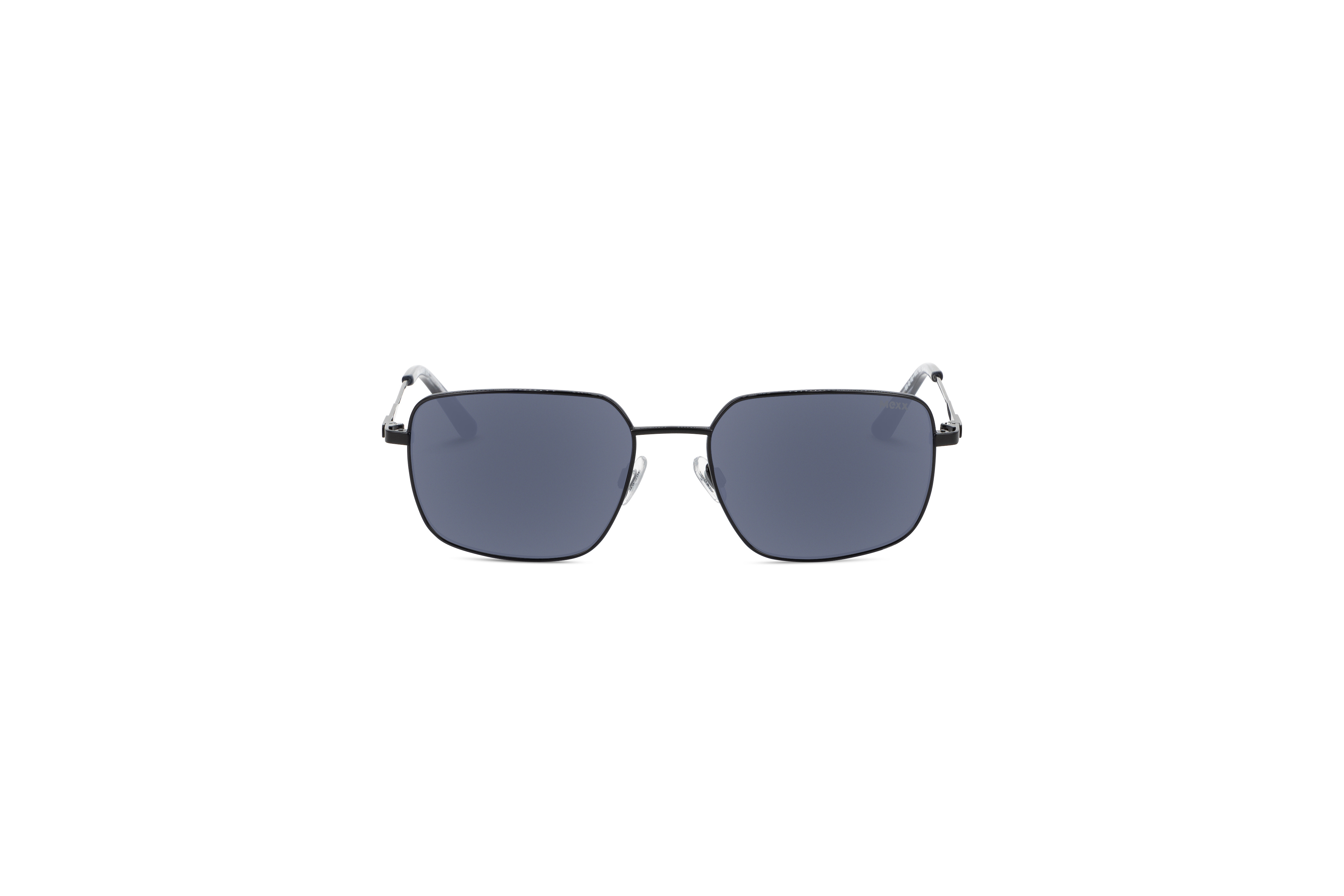 Die Sonnenbrille Mexx 6503 in Schwarz auf weißem Hintergrund in Frontalansicht.