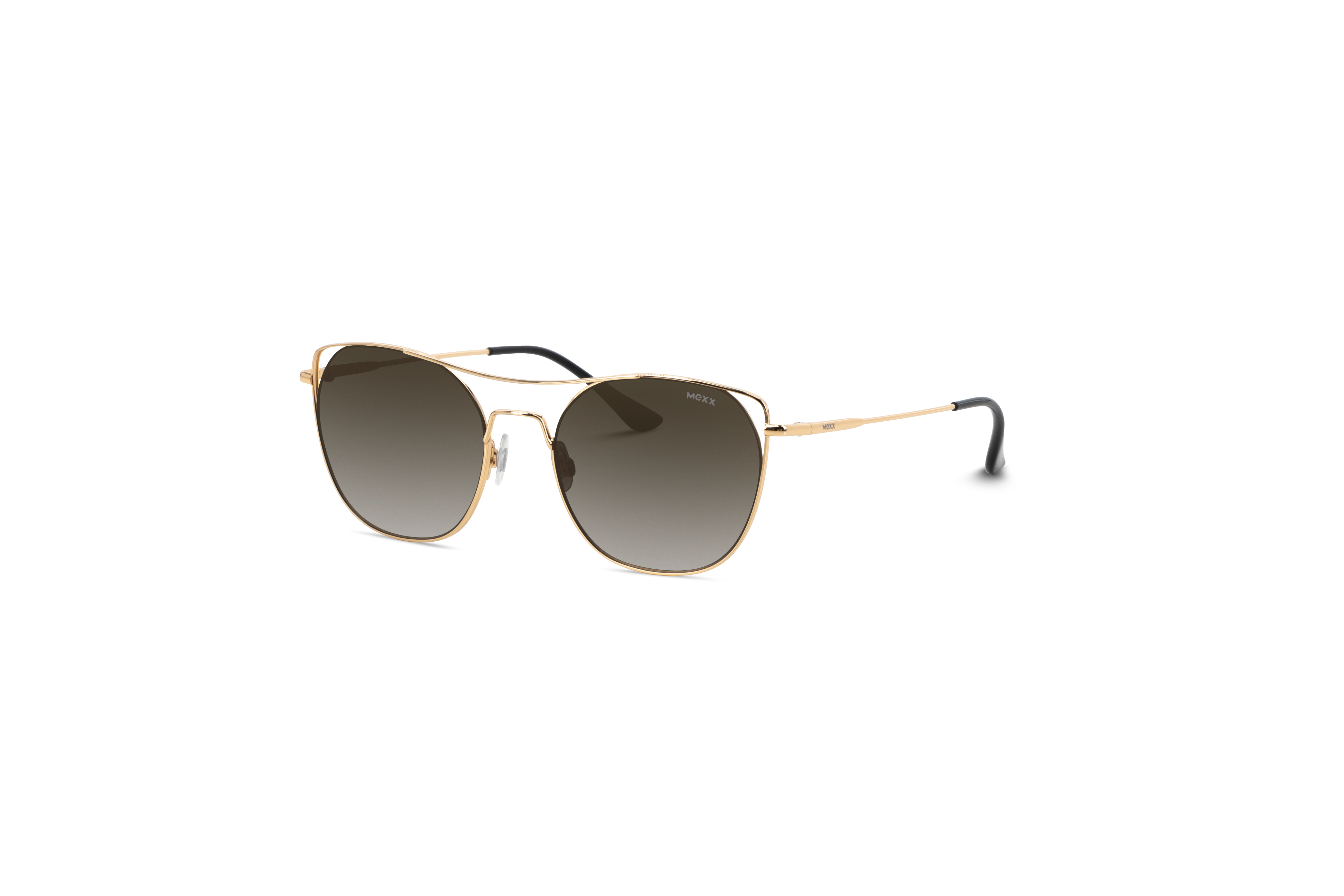 45° Ansicht der Sonnenbrille Mexx 6507 in Gold auf weißem Hintergrund.