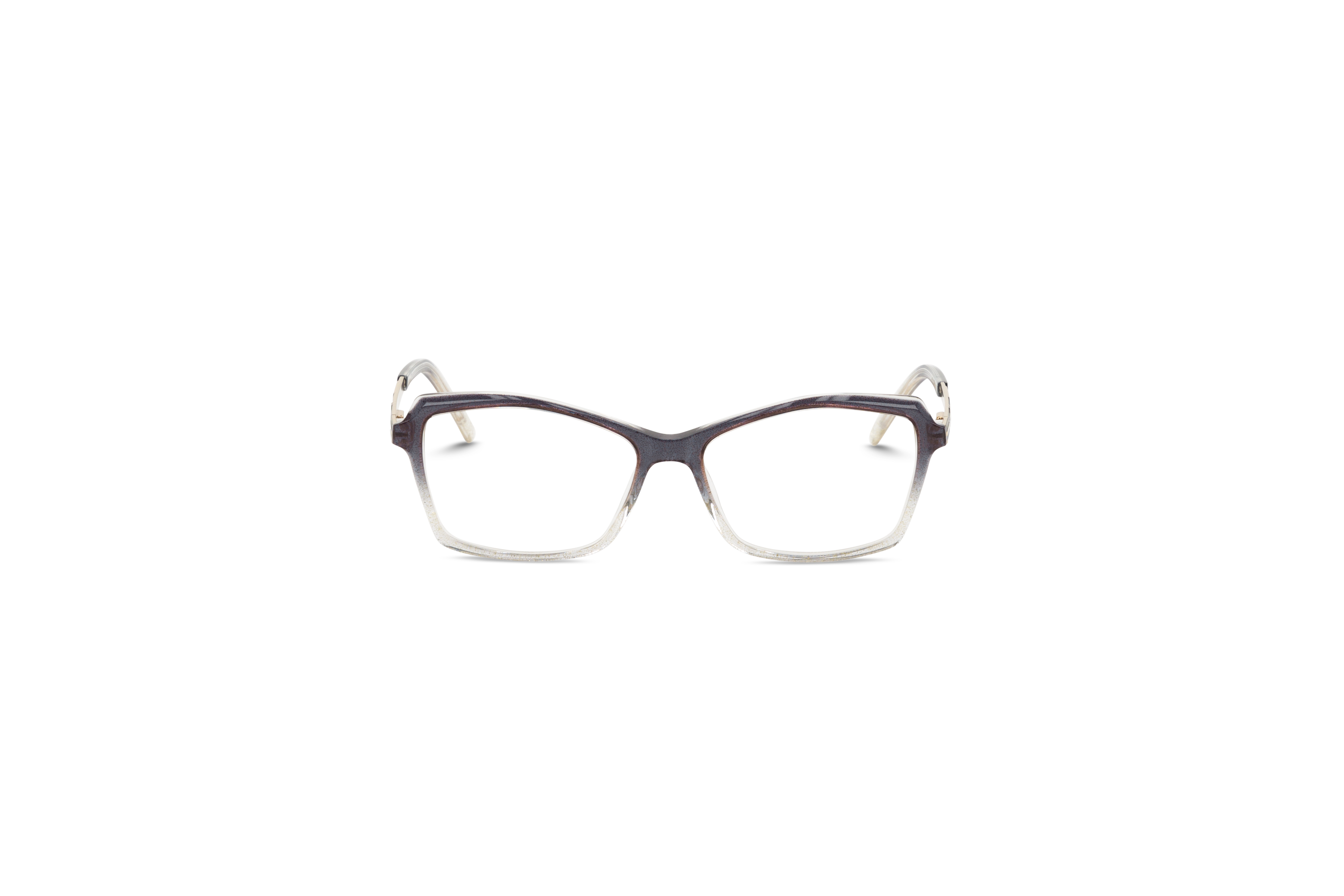 Die Brille Cazal 3056 in Transparent auf weißem Hintergrund in Frontalansicht.