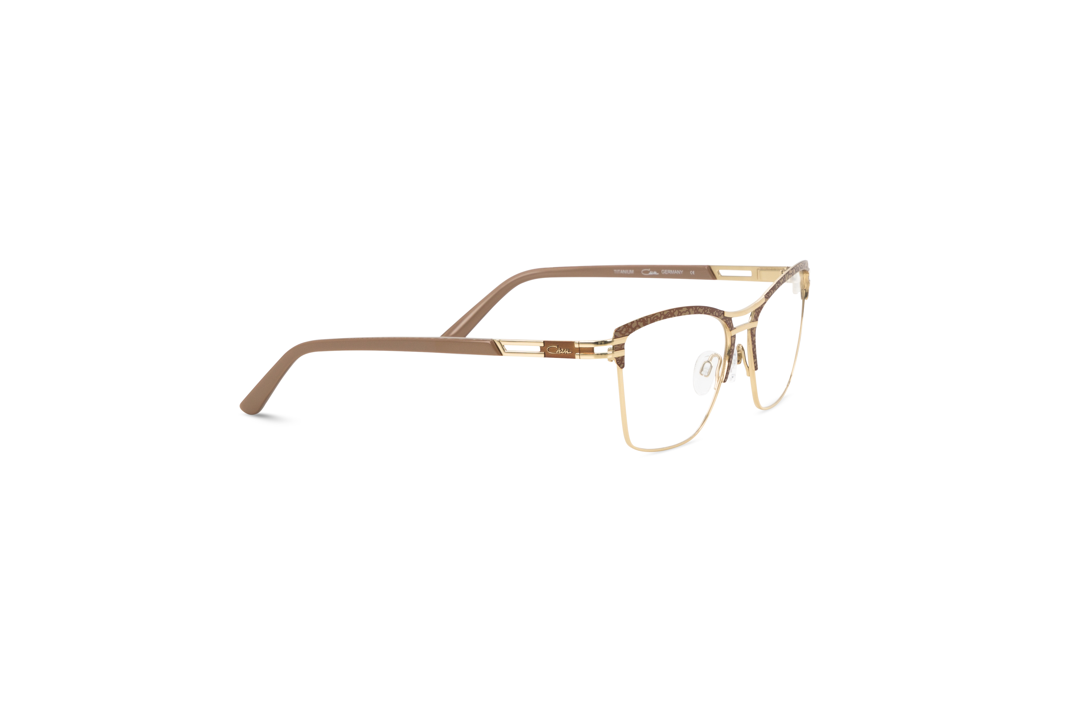 Die Brille Cazal 4262 in Braun mit Seitenansicht.