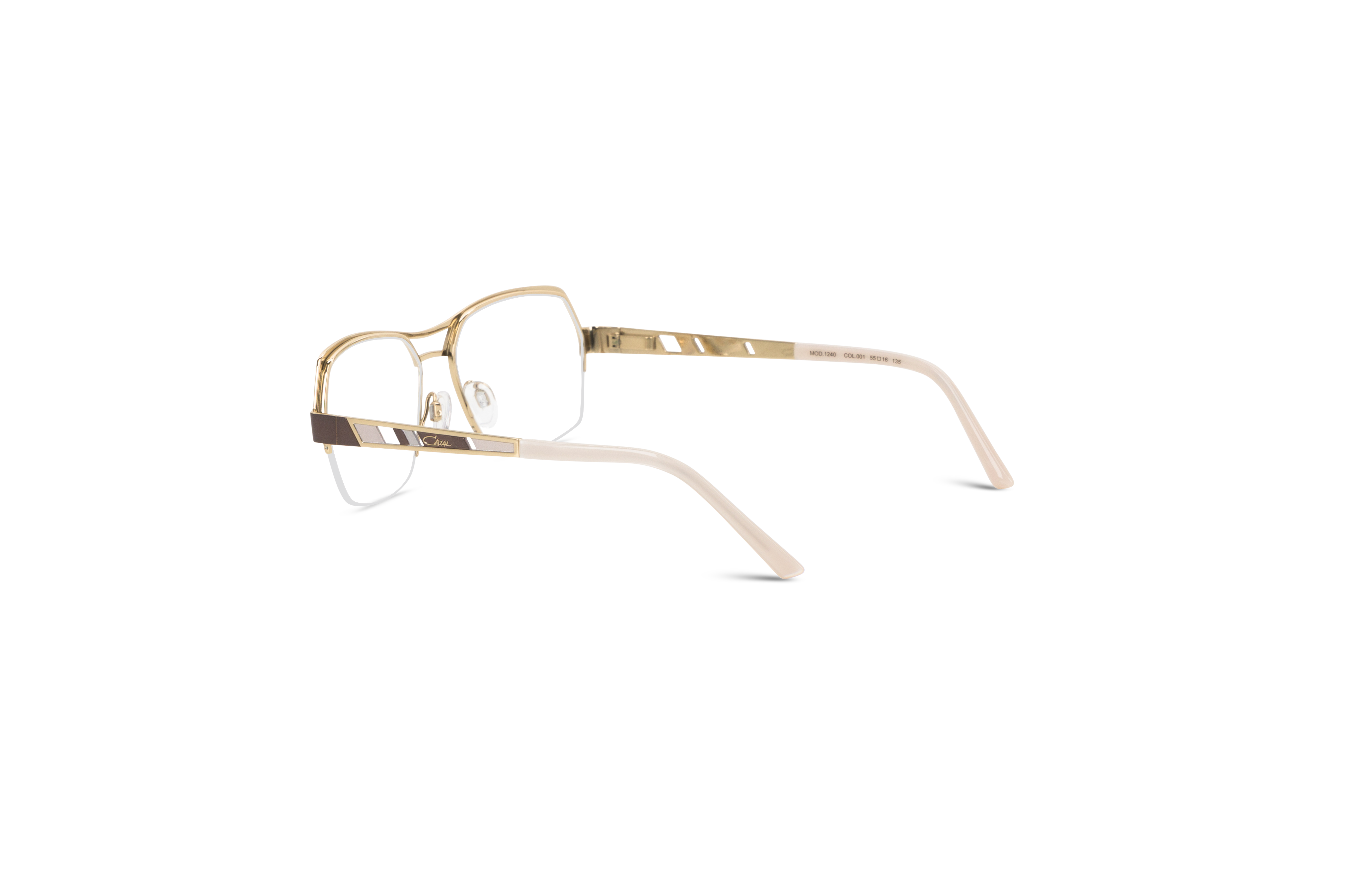 Die Brille Cazal 1240 in Gold mit Innenansicht.