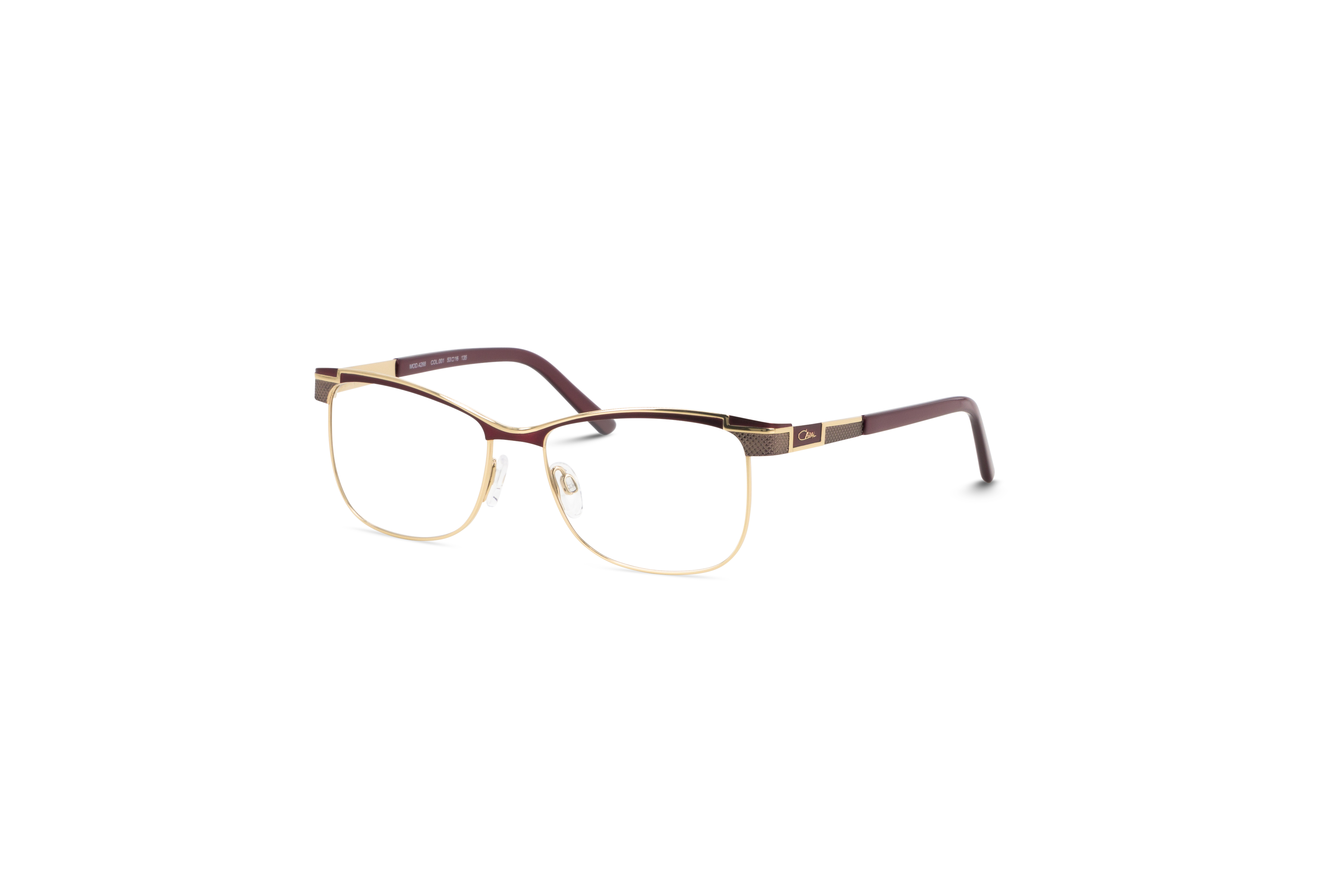 45° Ansicht der Brille Cazal 4268 in Gold auf weißem Hintergrund.