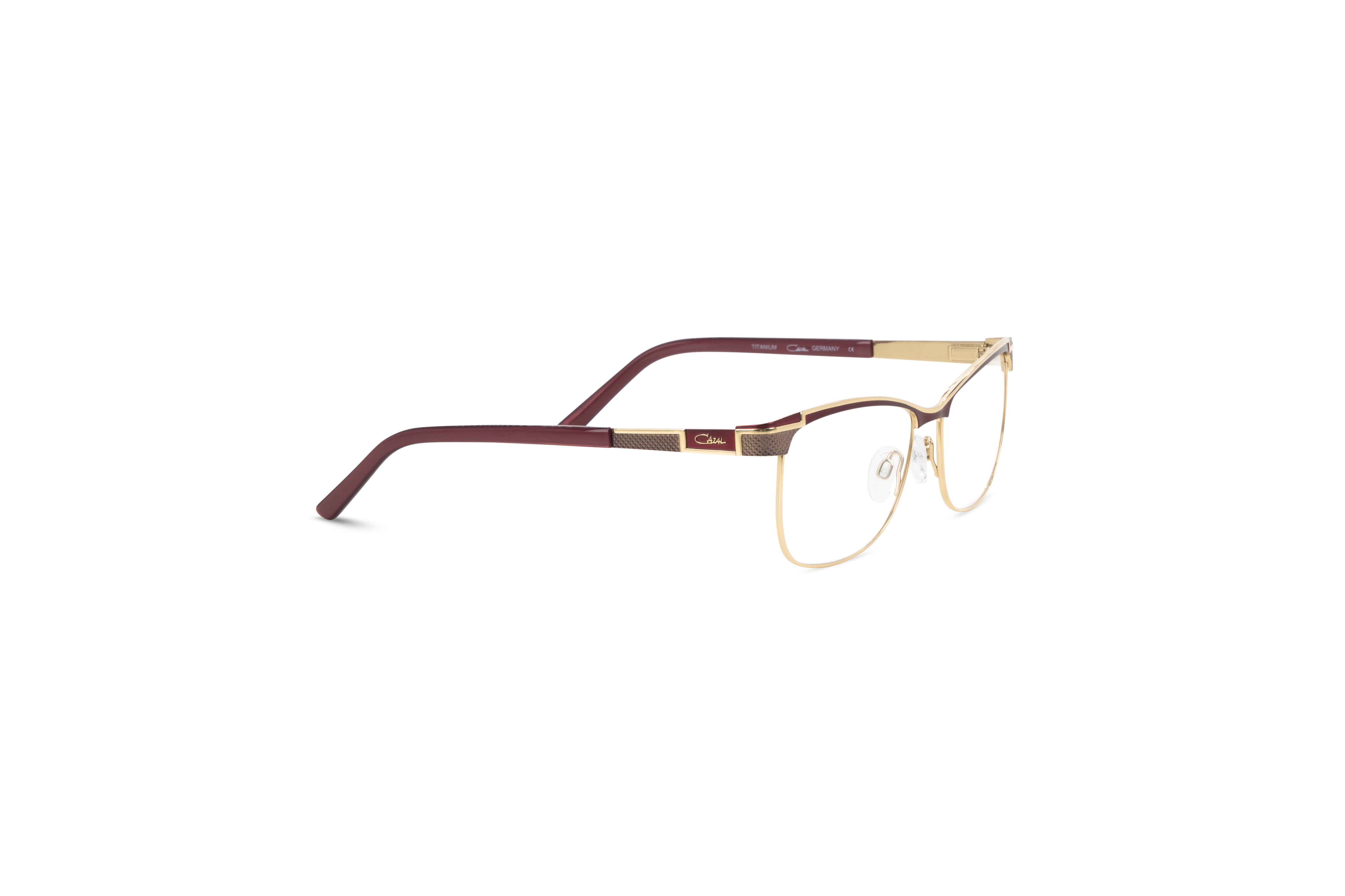 Die Brille Cazal 4268 in Gold mit Seitenansicht.