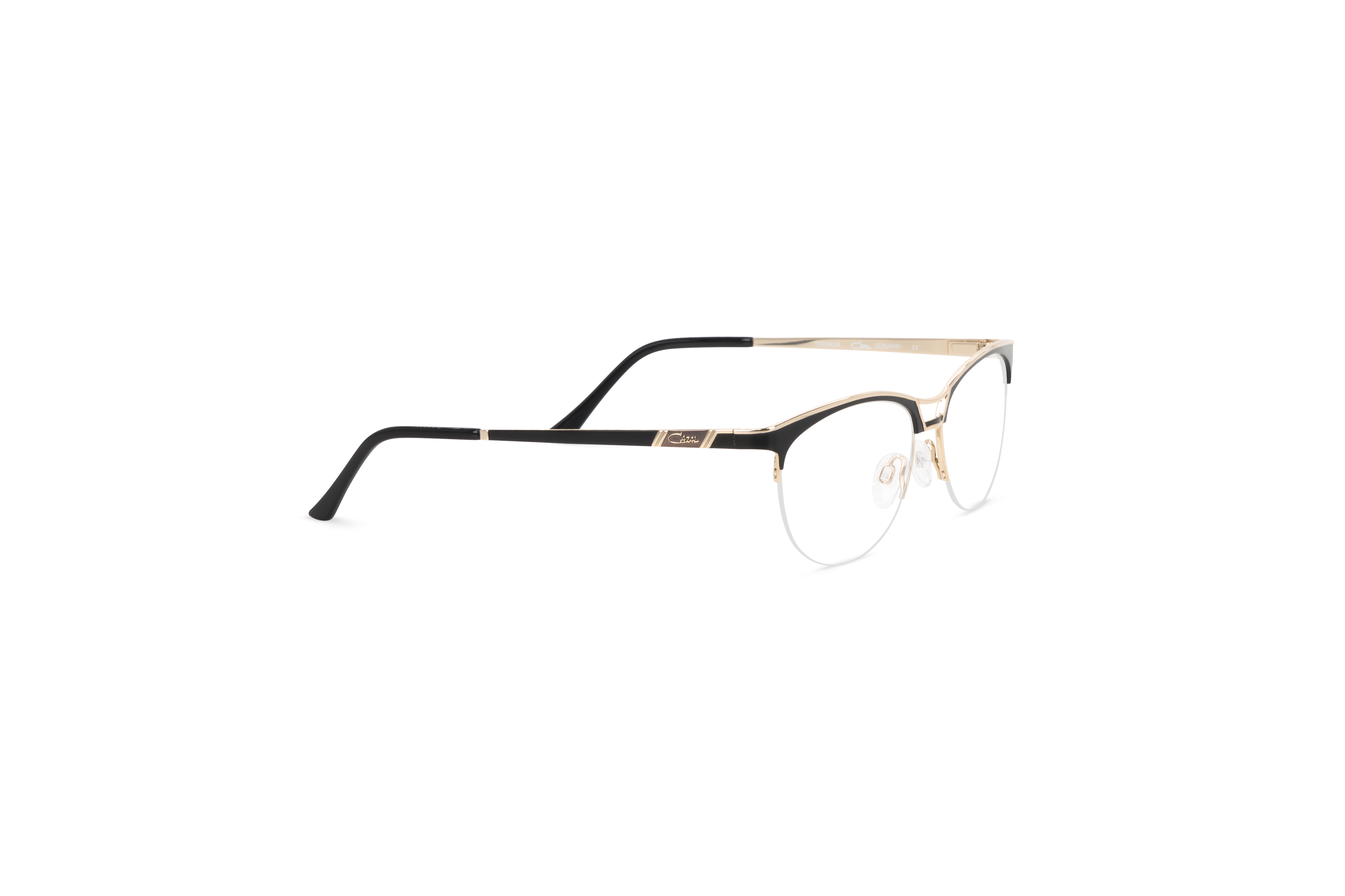 Die Brille Cazal 4267 in Gold mit Seitenansicht.