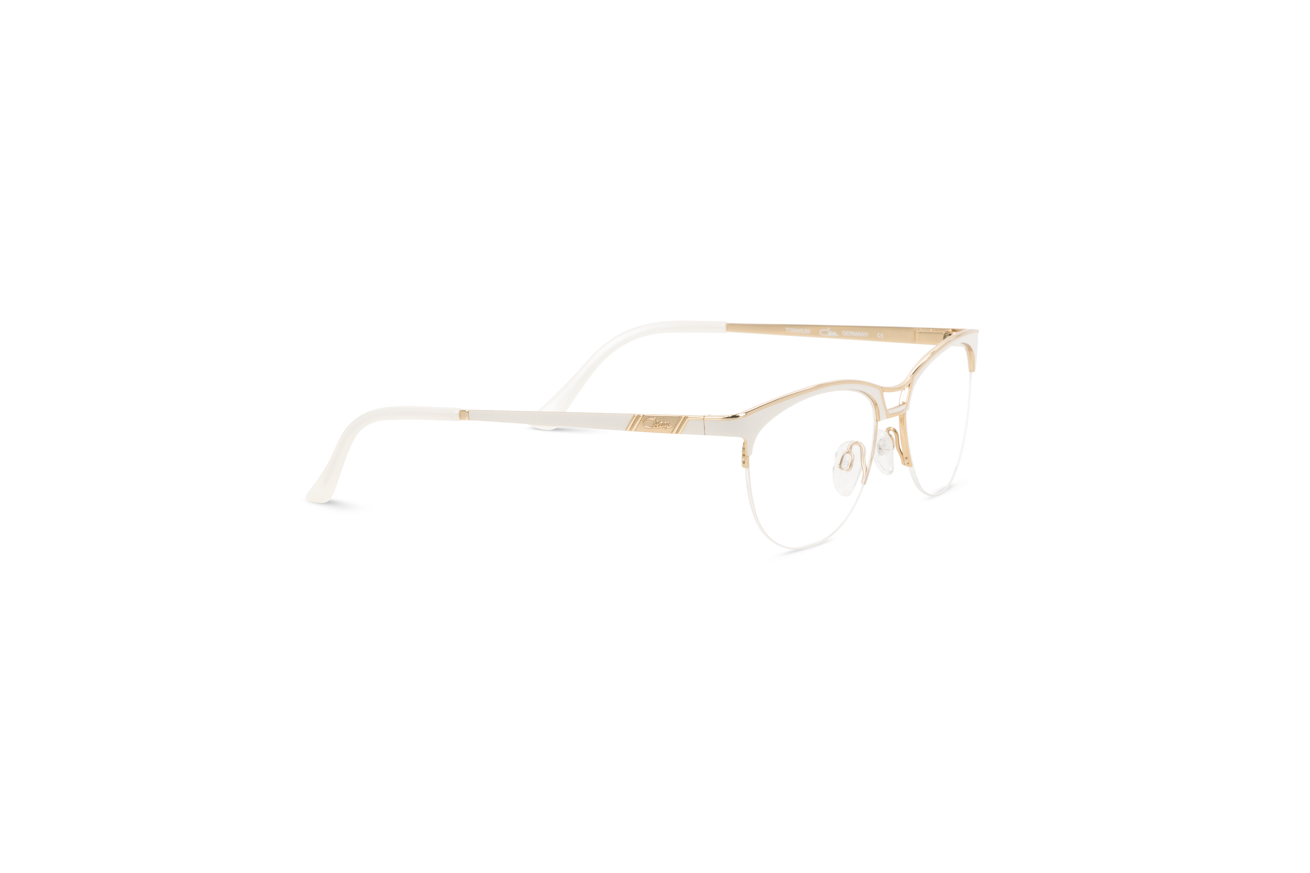 Die Brille Cazal 4267 in Gold mit Seitenansicht.