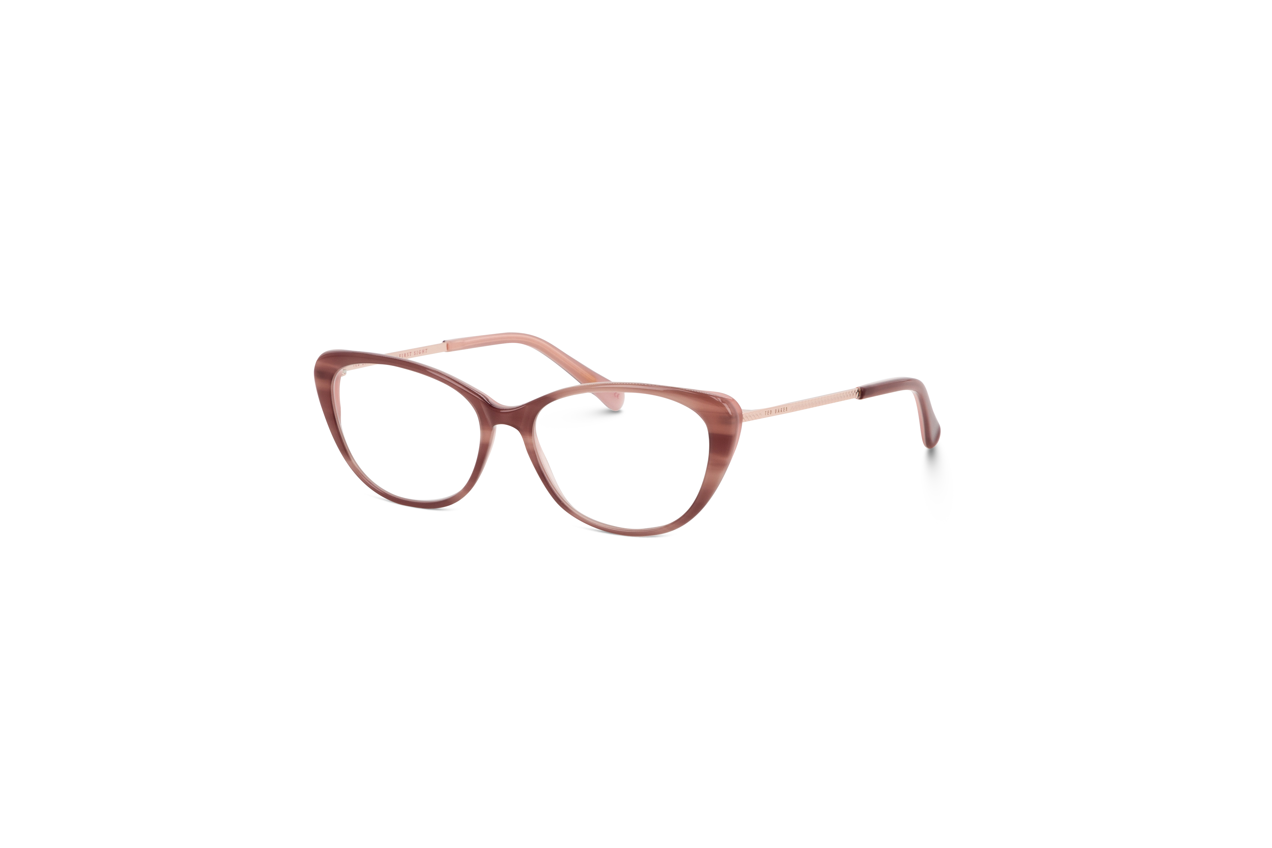 45° Ansicht der Brille Ted Baker 9198 in Rot auf weißem Hintergrund.