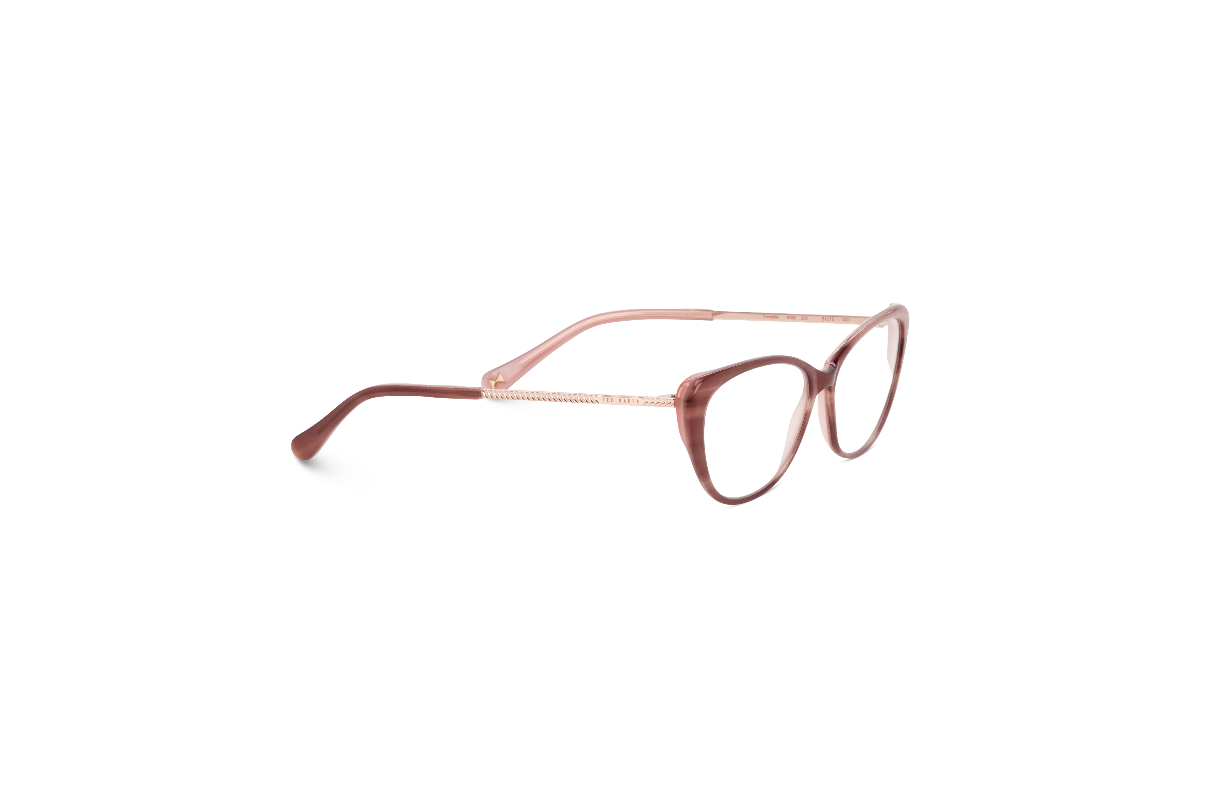 Die Brille Ted Baker 9198 in Rot mit Seitenansicht.