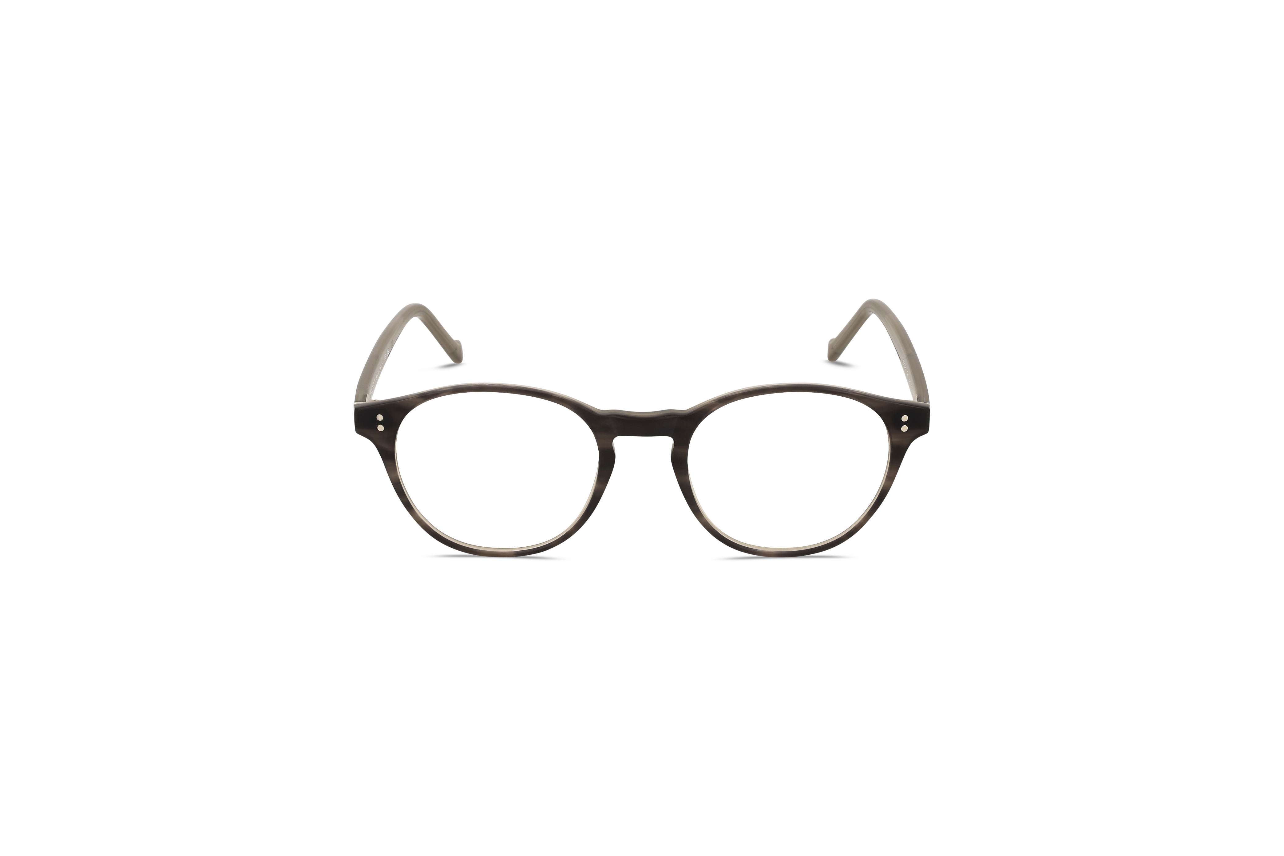 Die Brille Hackett London 218 in Braun auf weißem Hintergrund in Frontalansicht.