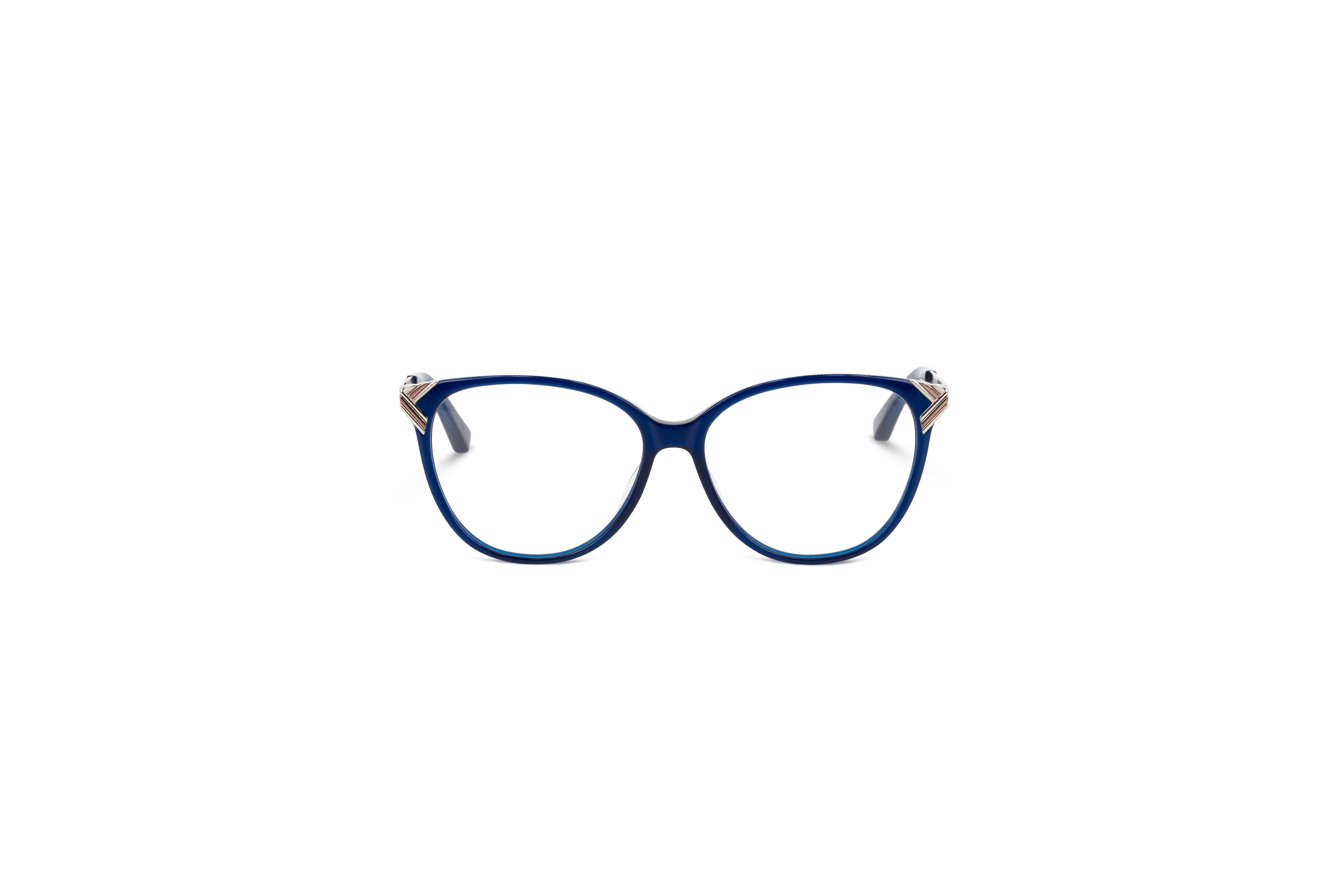 Die Brille Ted Baker 9197 in Blau auf weißem Hintergrund in Frontalansicht.