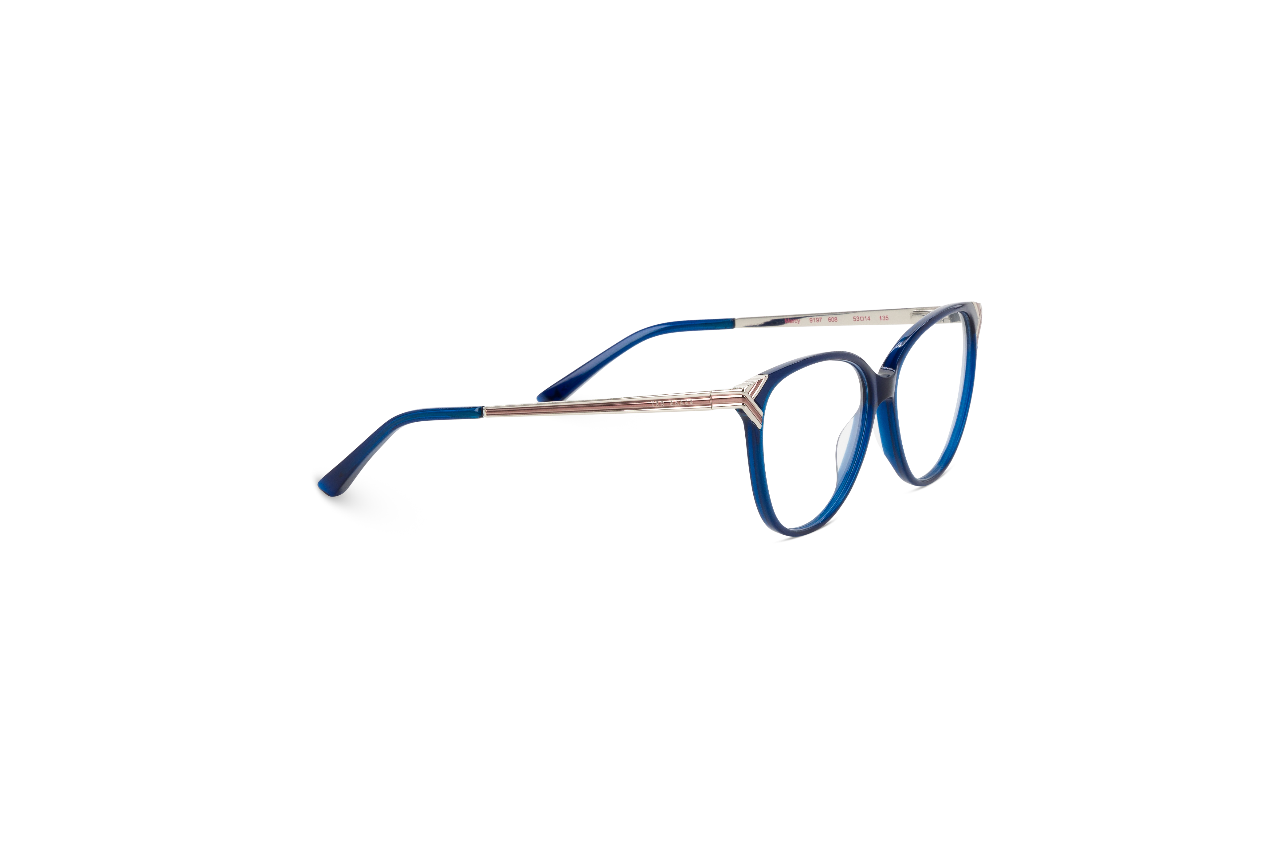 Die Brille Ted Baker 9197 in Blau mit Seitenansicht.