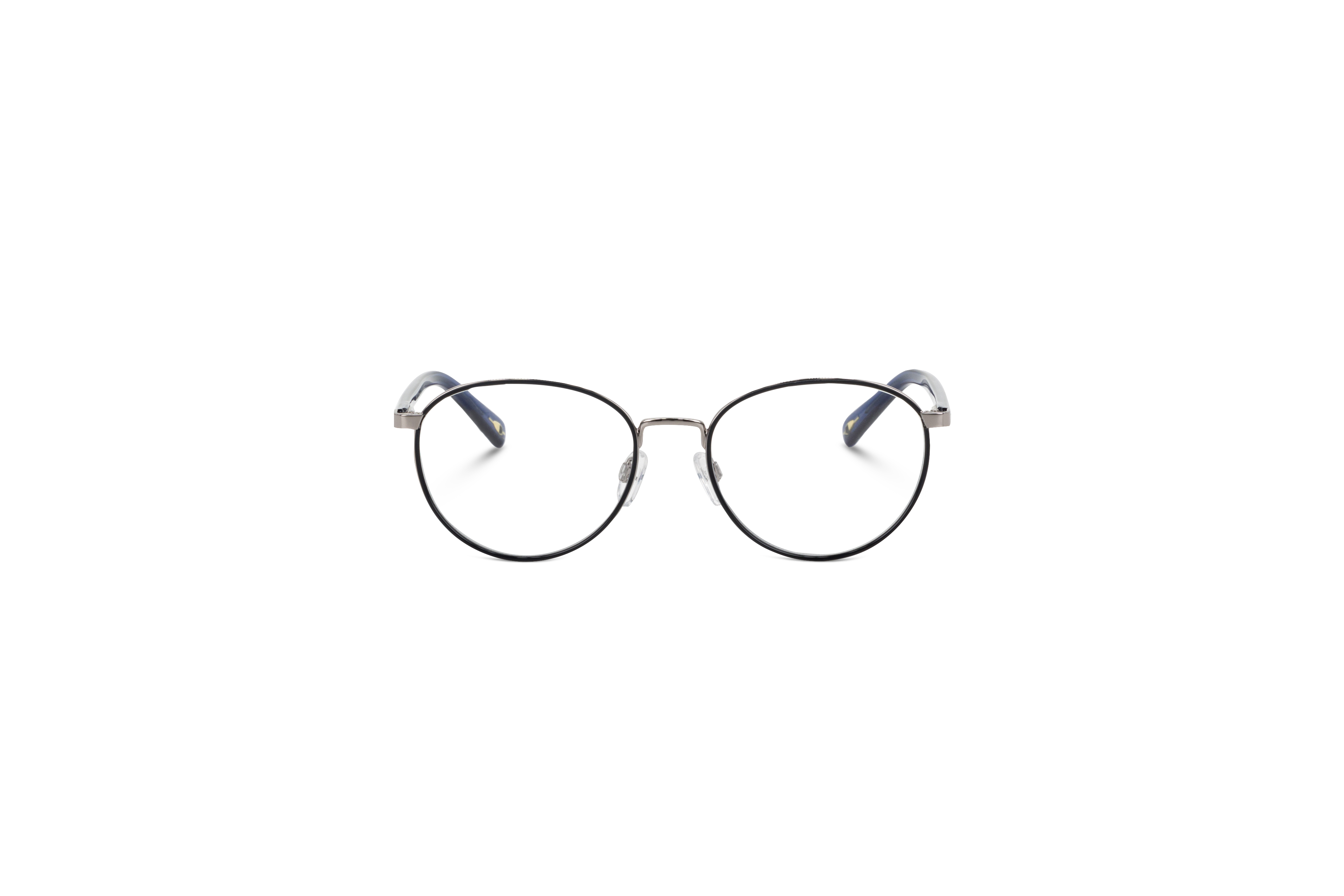 Die Brille Ted Baker 4301 in Schwarz auf weißem Hintergrund in Frontalansicht.