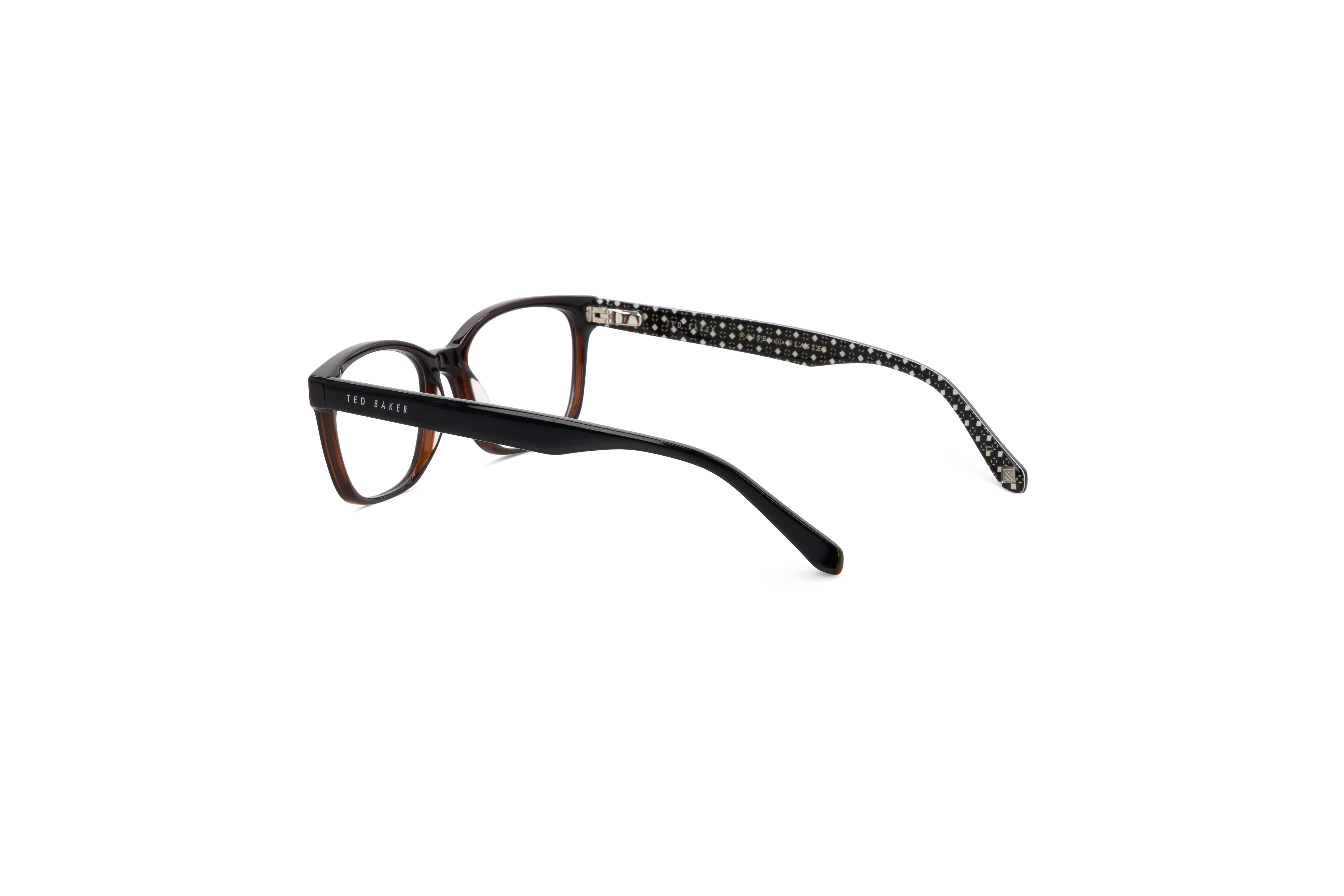 Die Brille Ted Baker 8230 in Schwarz mit Innenansicht.