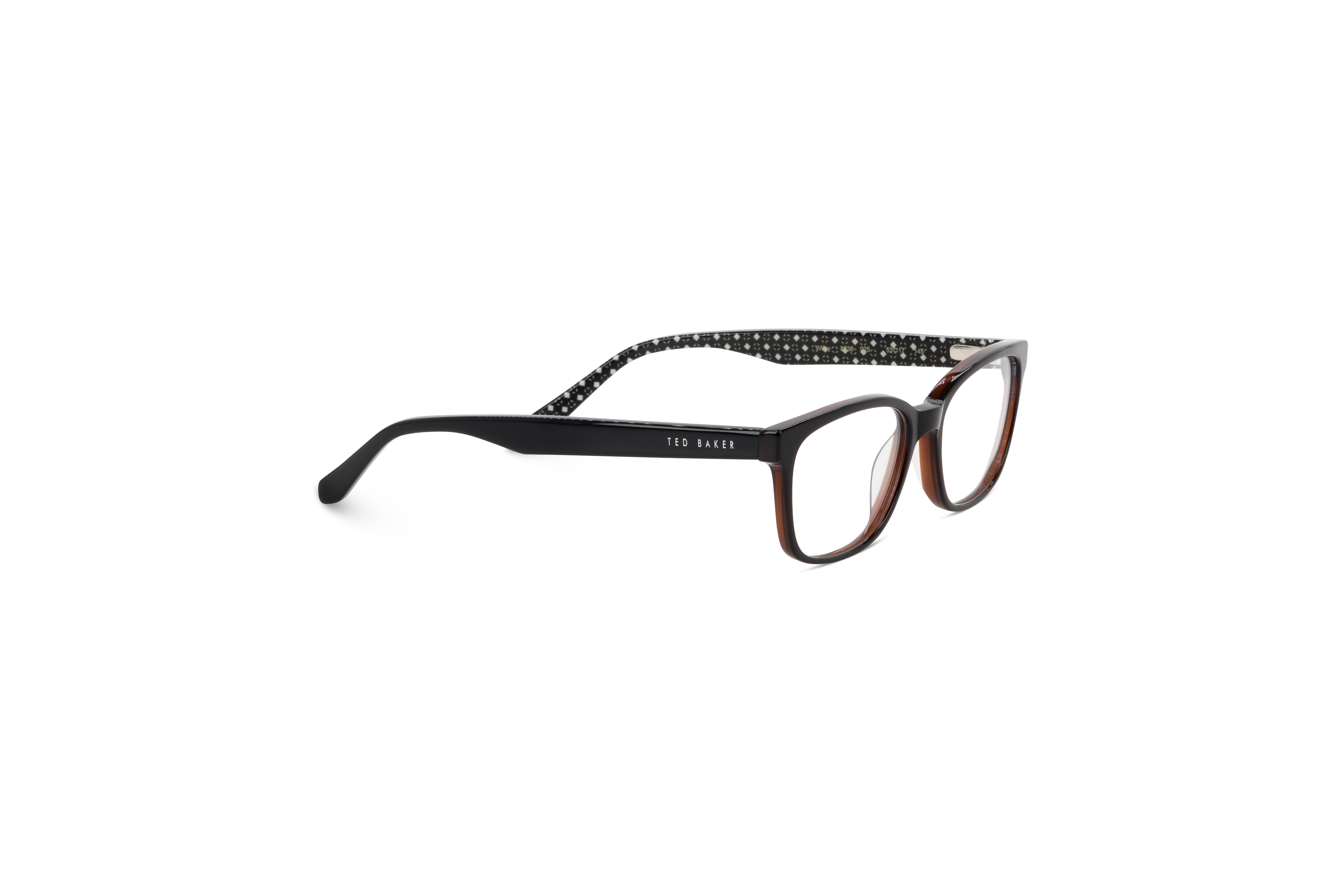 Die Brille Ted Baker 8230 in Schwarz mit Seitenansicht.