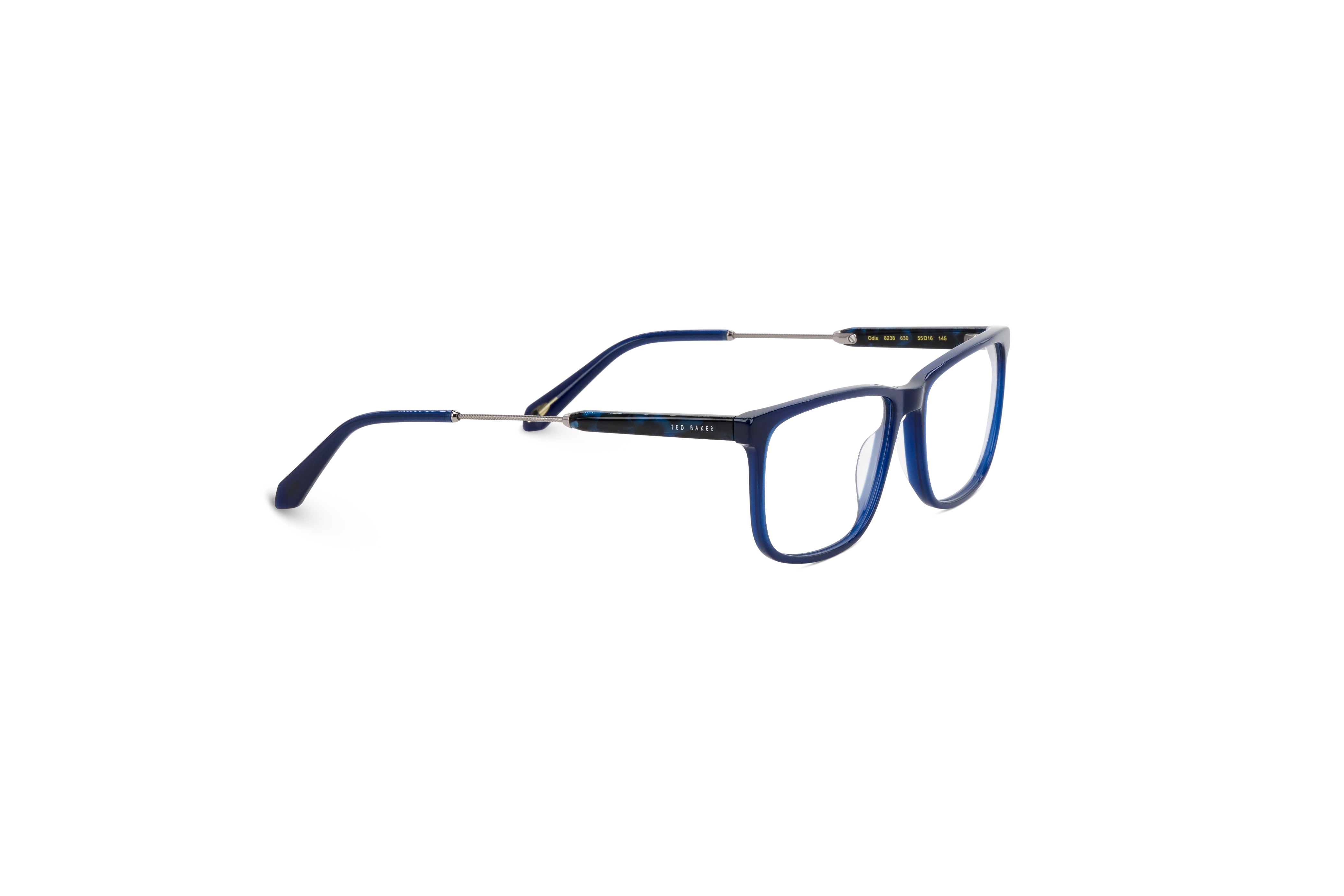 Die Brille Ted Baker 8238 in Blau mit Seitenansicht.
