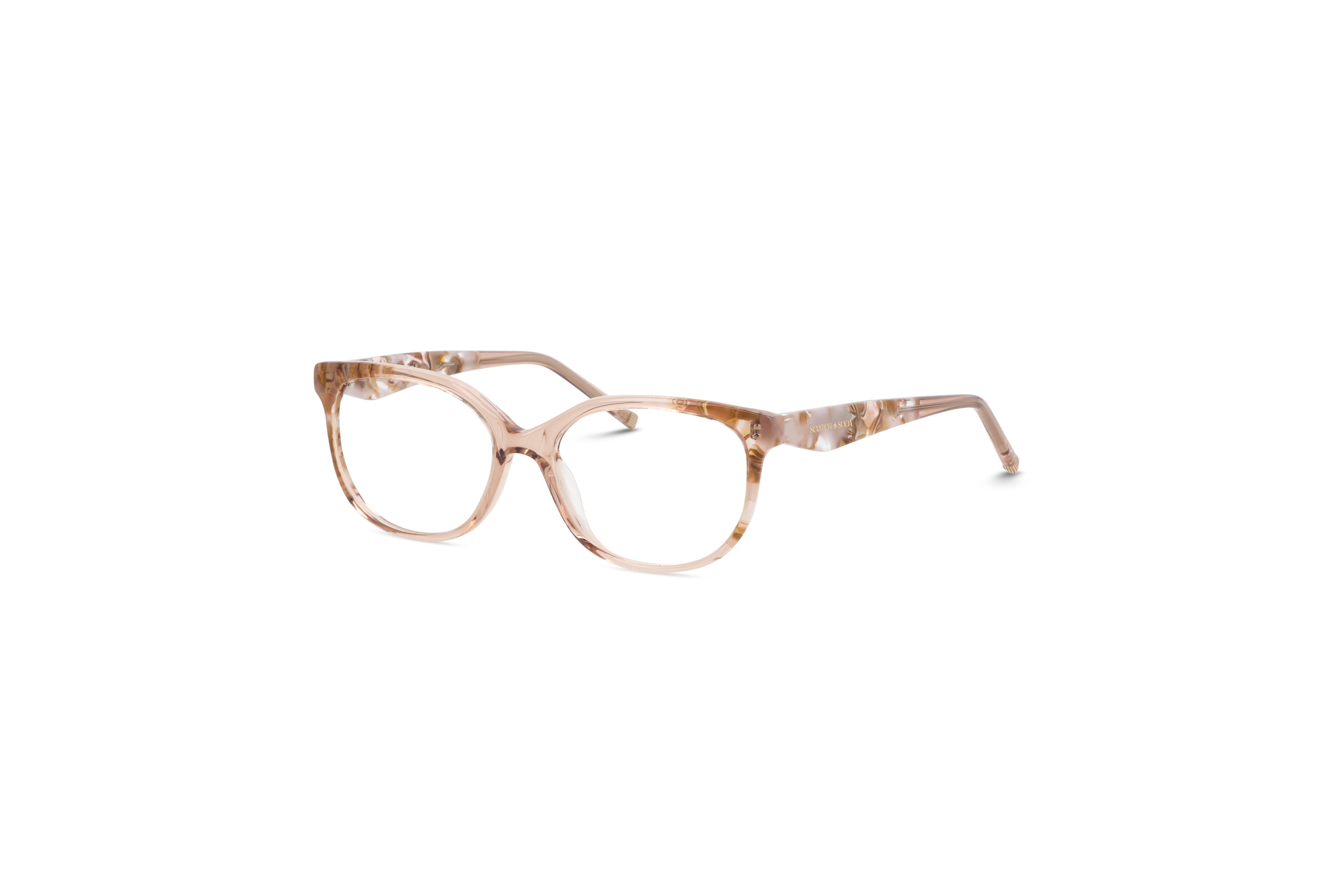 45° Ansicht der Brille Scotch & Soda 3022 in Mehrfarbig auf weißem Hintergrund.