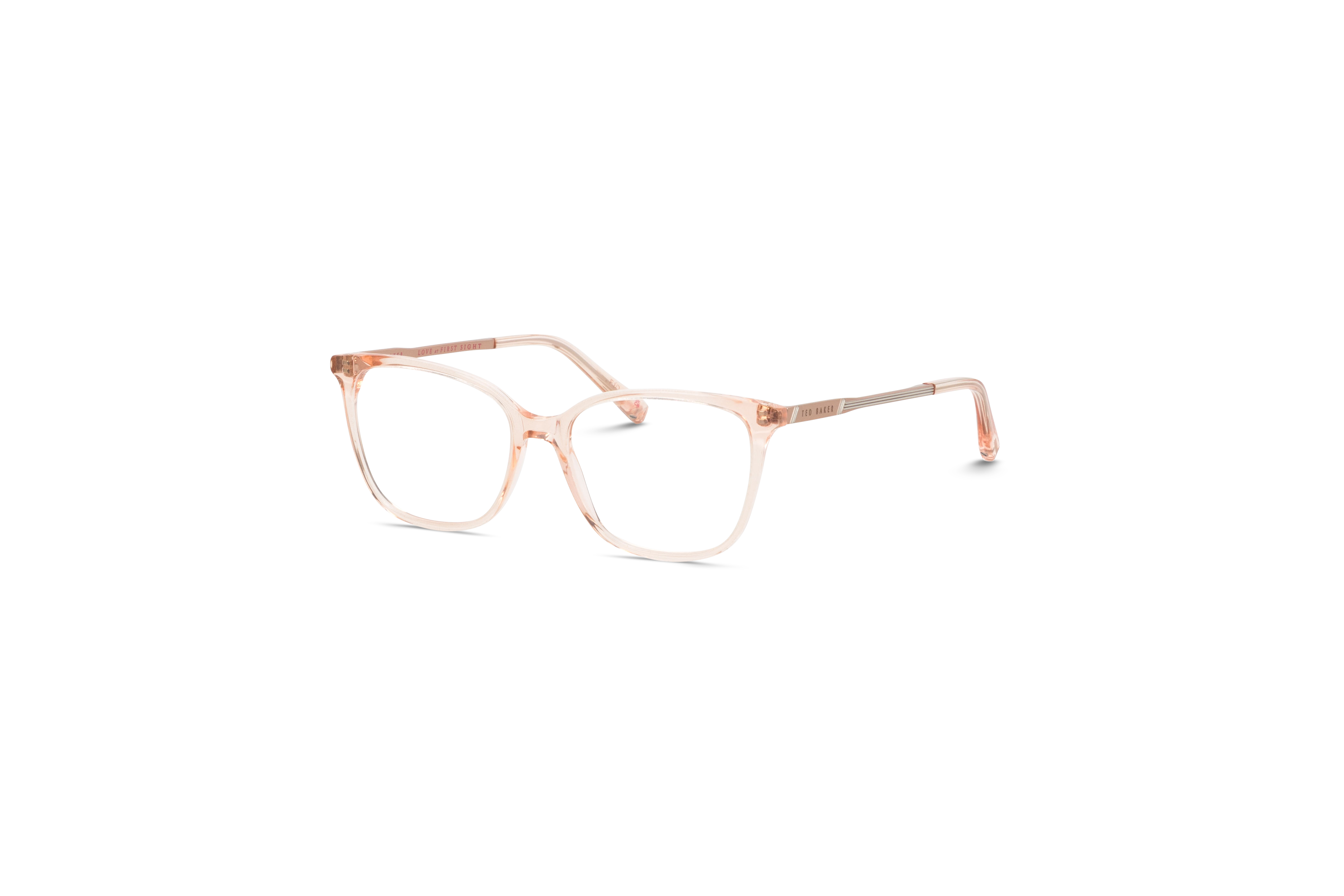 45° Ansicht der Brille Ted Baker TB9220 in Pink auf weißem Hintergrund.