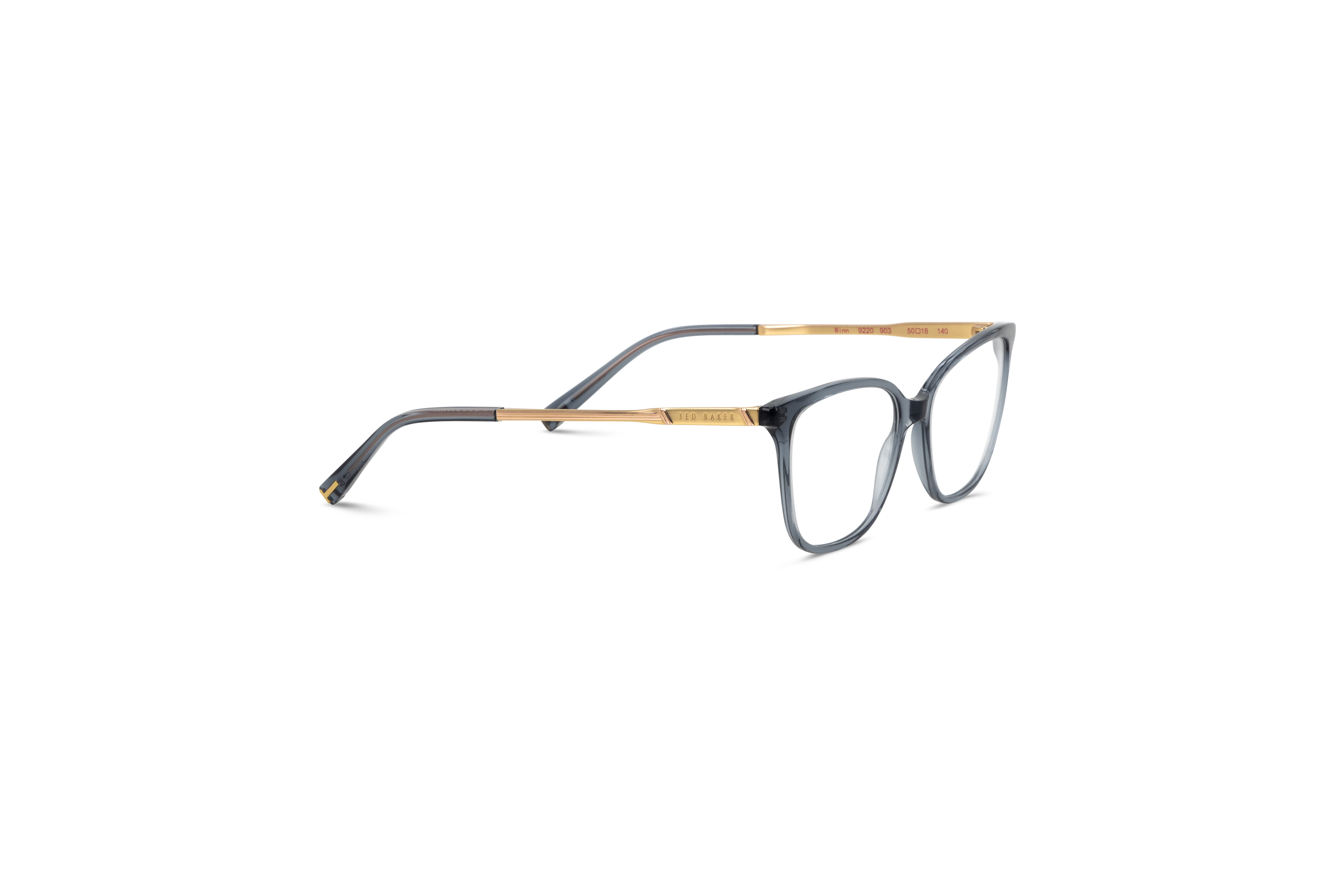 Die Brille Ted Baker TB9220 in Grau mit Seitenansicht.