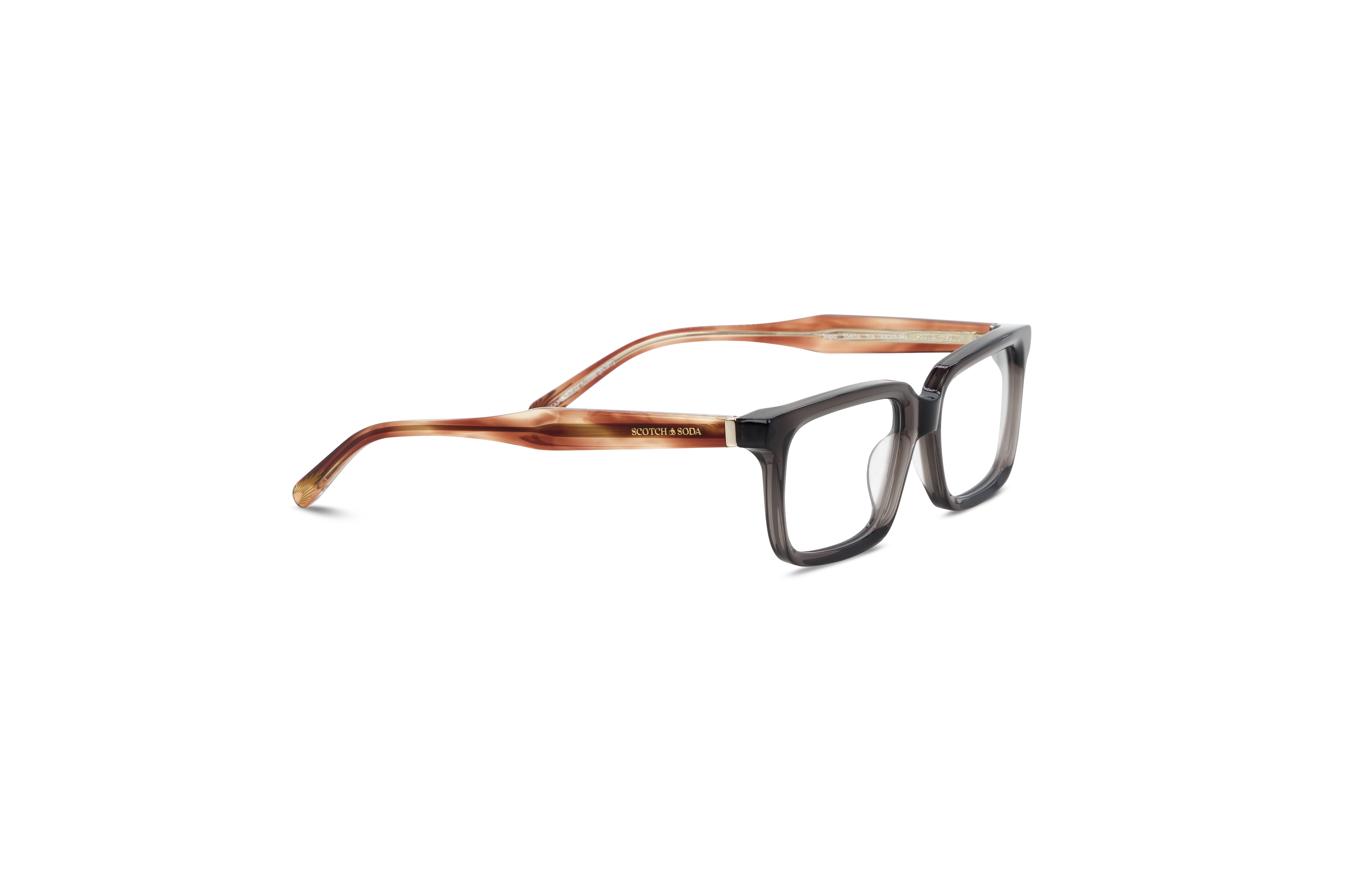 Die Brille Scotch & Soda 4016 in Grau mit Seitenansicht.