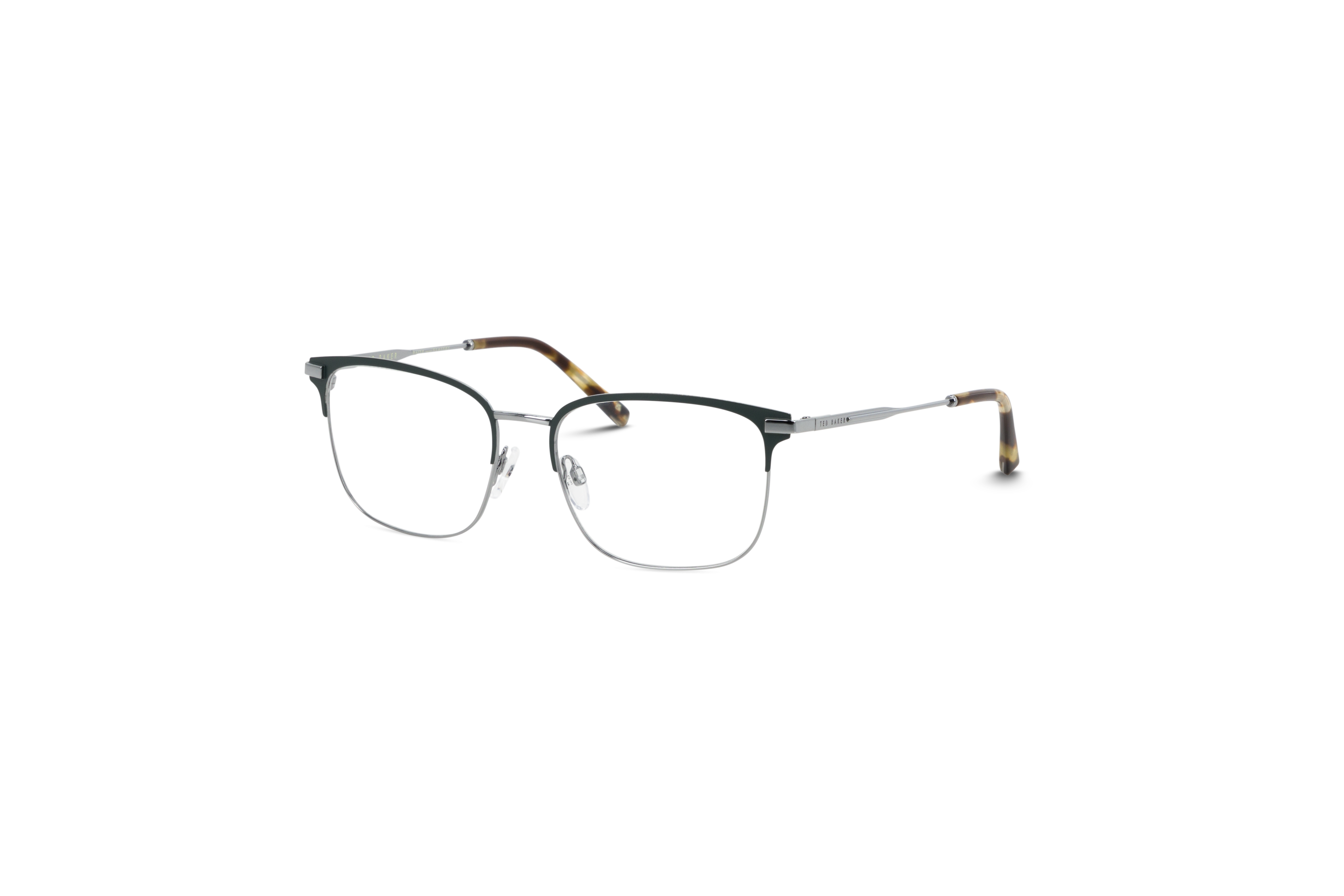 45° Ansicht der Brille Ted Baker 4343 in Grün auf weißem Hintergrund.