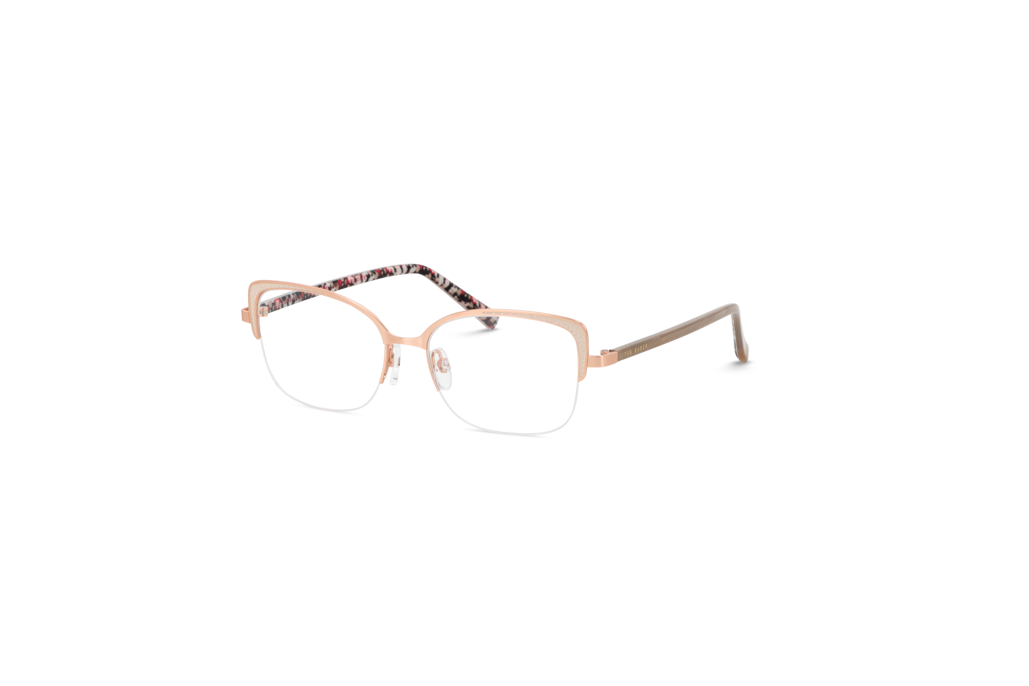 45° Ansicht der Brille Ted Baker 2315 in Gold auf weißem Hintergrund.