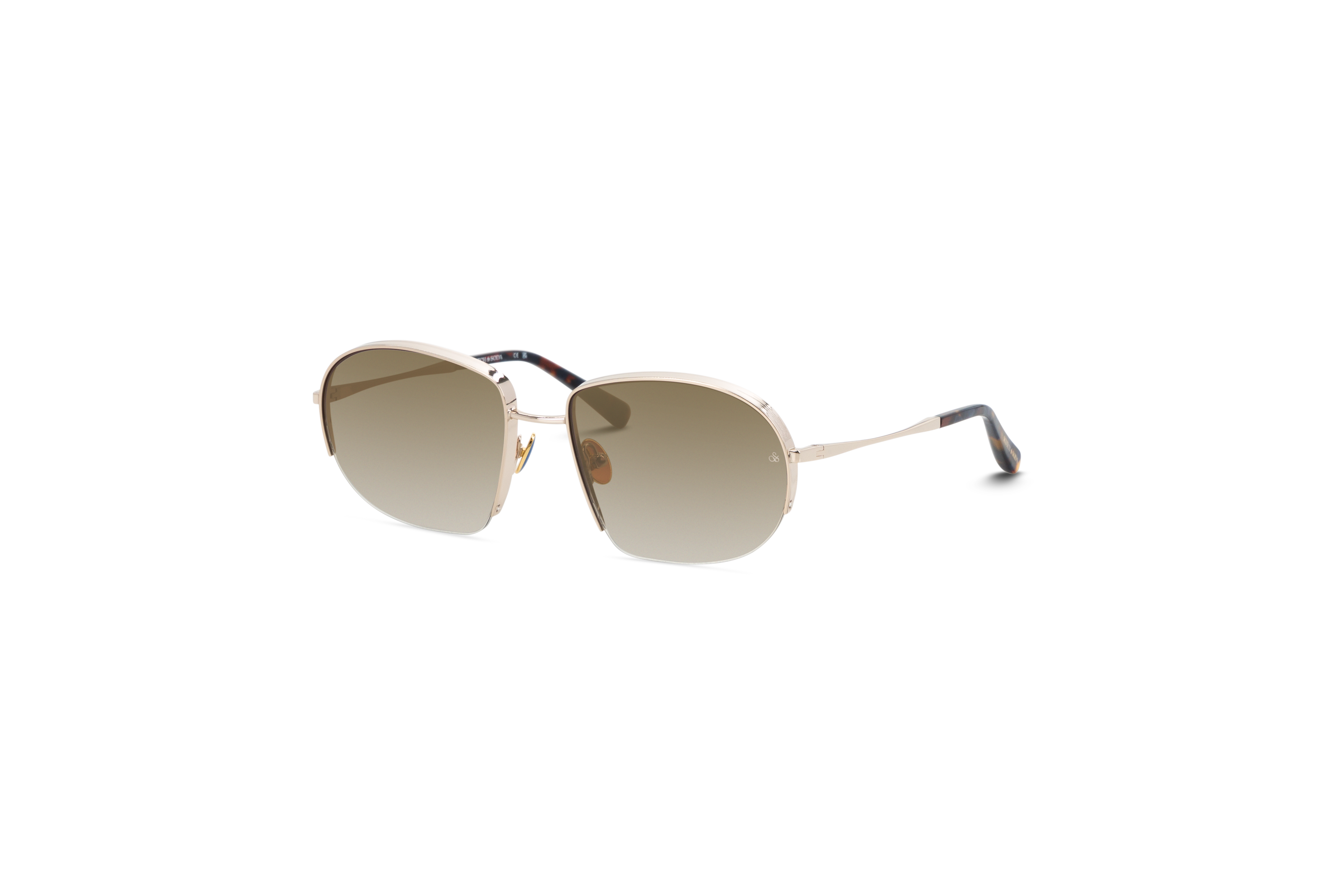 45° Ansicht der Sonnenbrille Scotch & Soda 5015 in Gold auf weißem Hintergrund.