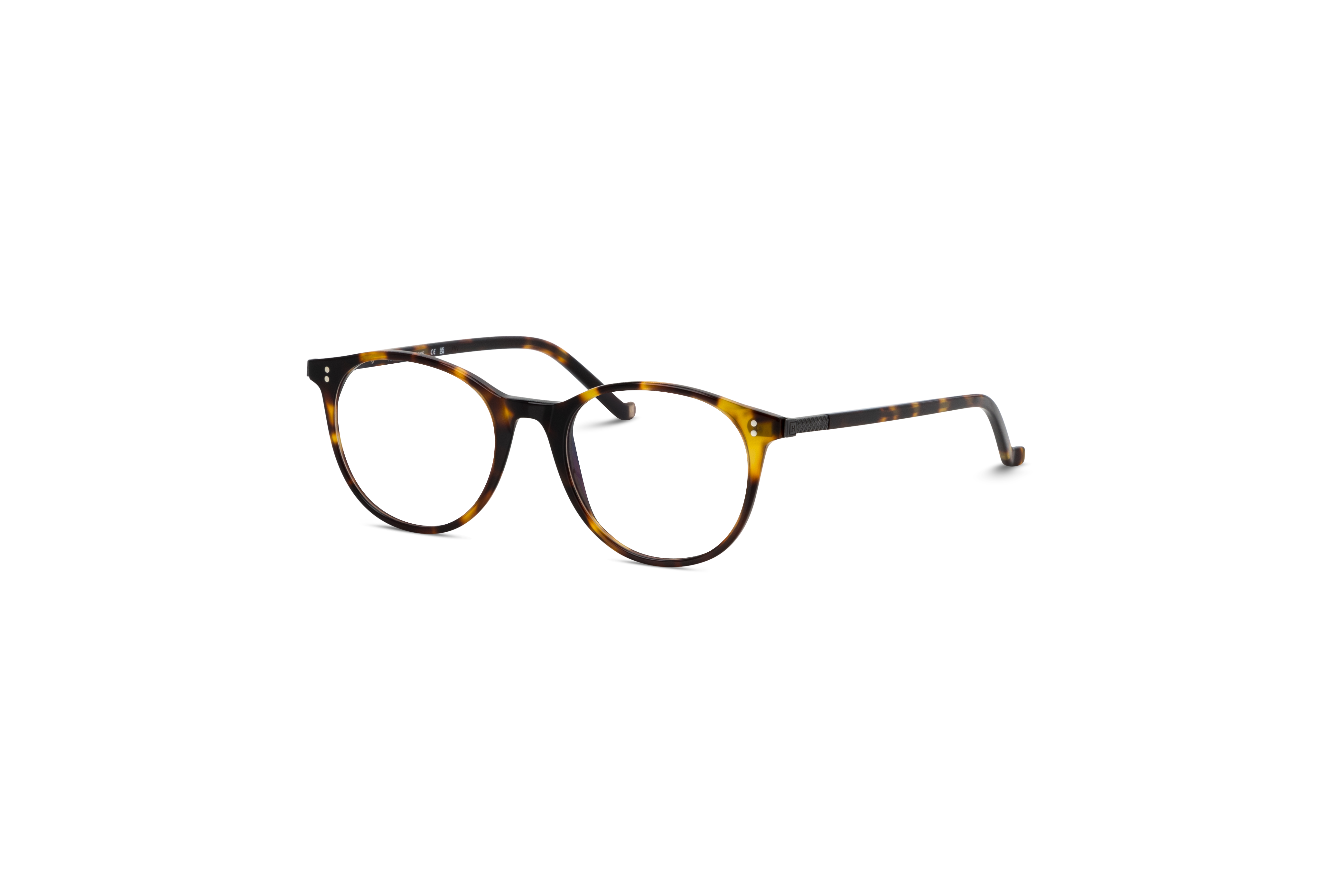 45° Ansicht der Brille Hackett London 314 in Havanna auf weißem Hintergrund.