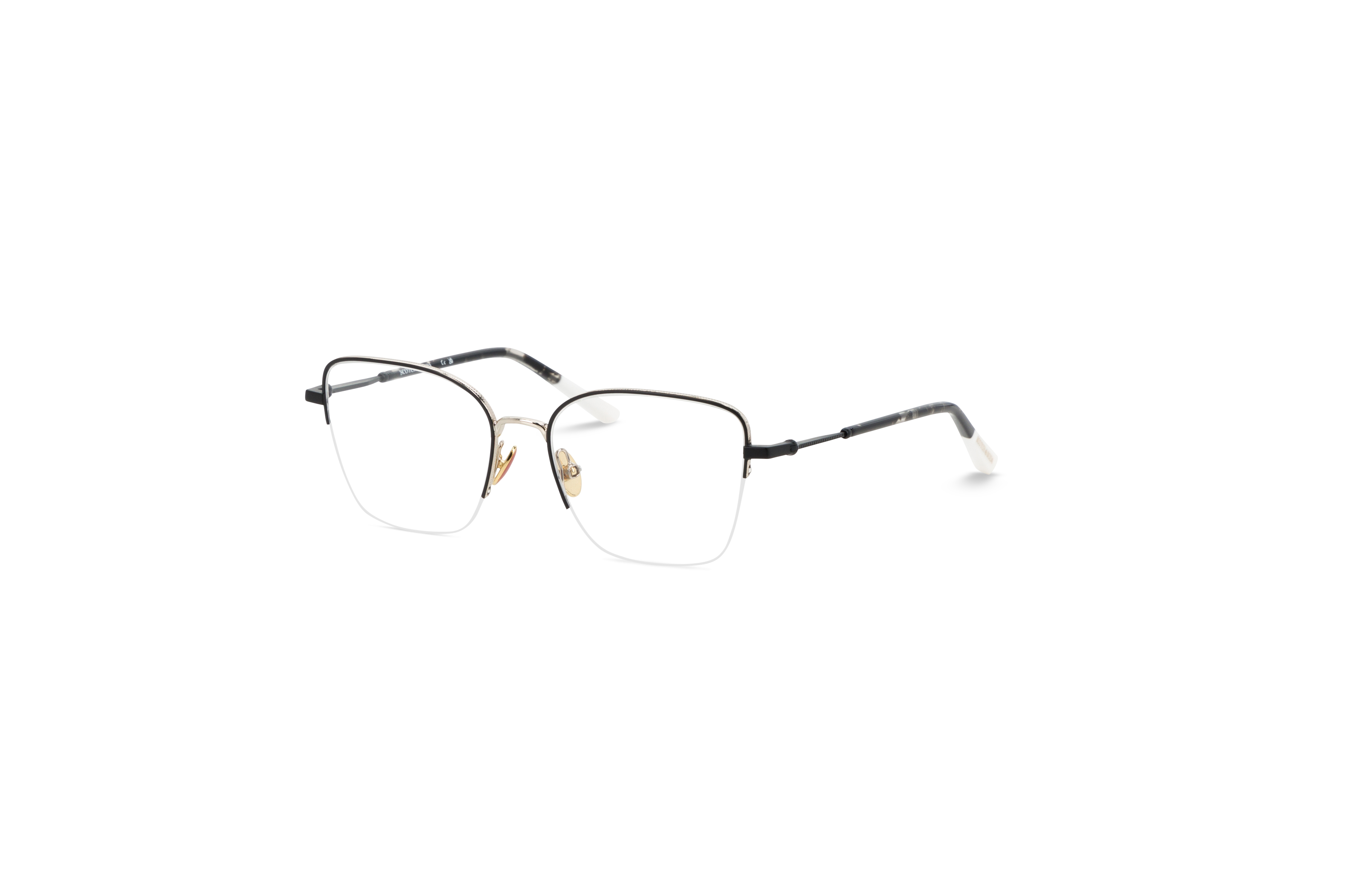 45° Ansicht der Brille Scotch & Soda 1023 in Schwarz auf weißem Hintergrund.