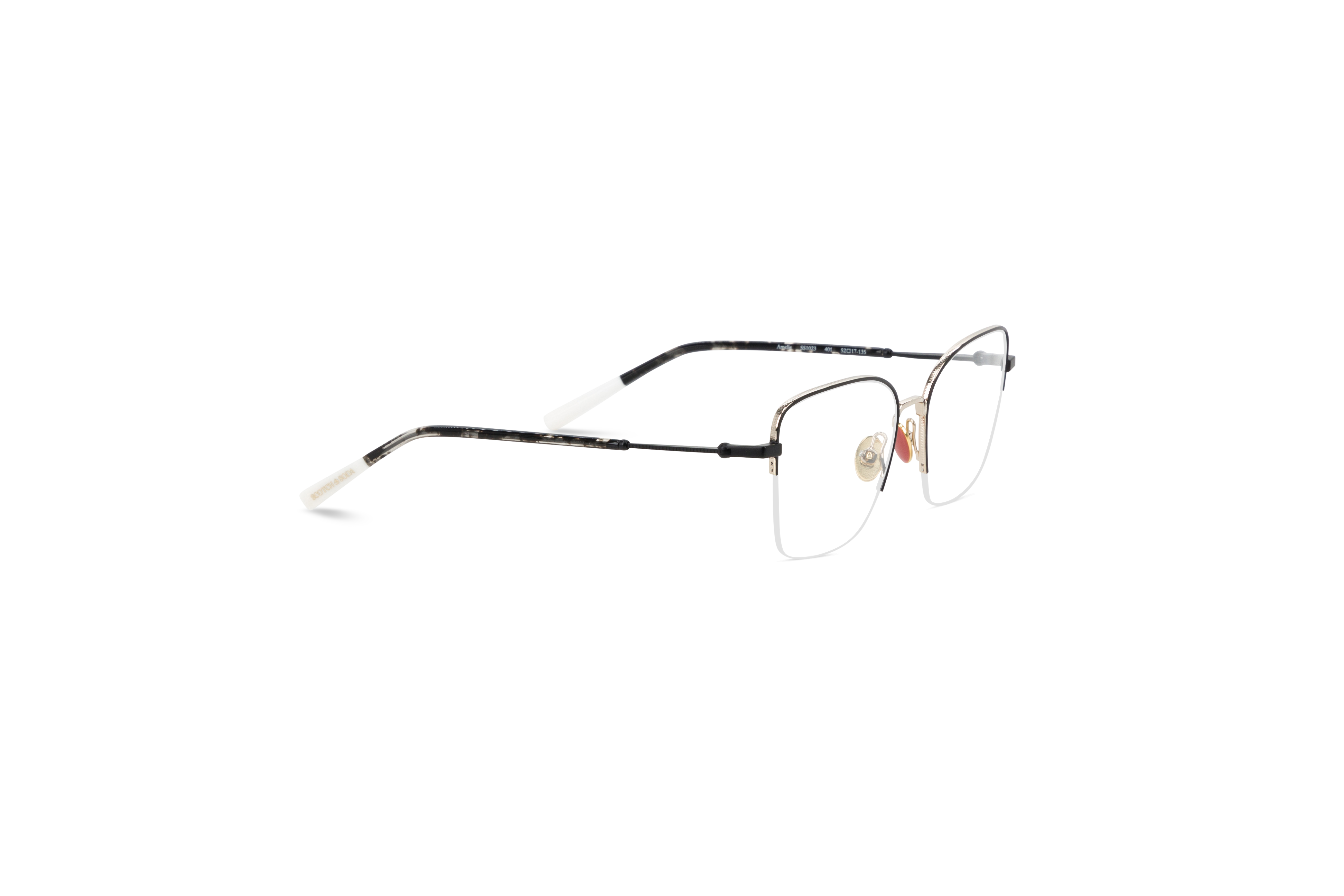 Die Brille Scotch & Soda 1023 in Schwarz mit Seitenansicht.