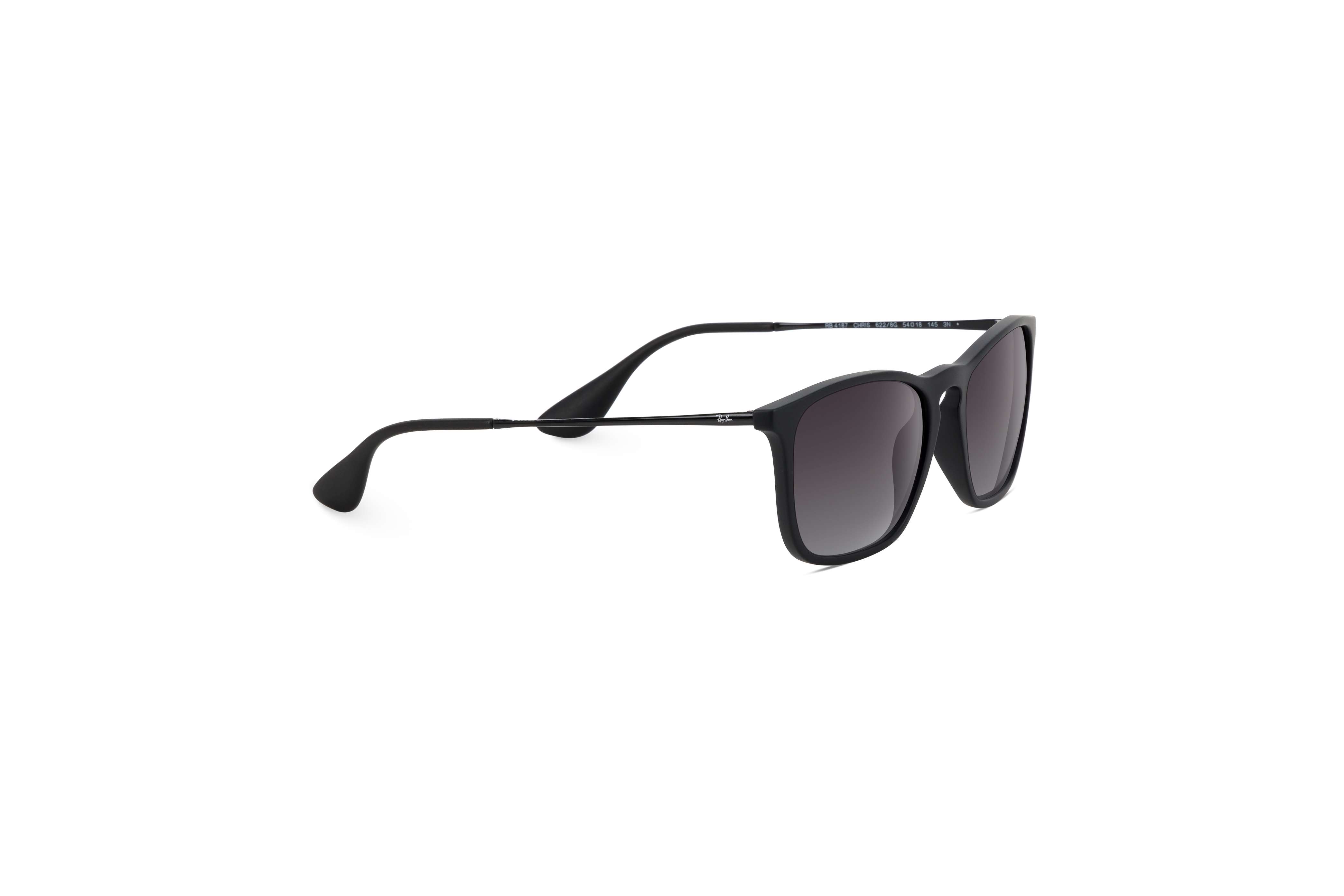 Die Sonnenbrille Ray-Ban RB4187 in Schwarz mit Seitenansicht.