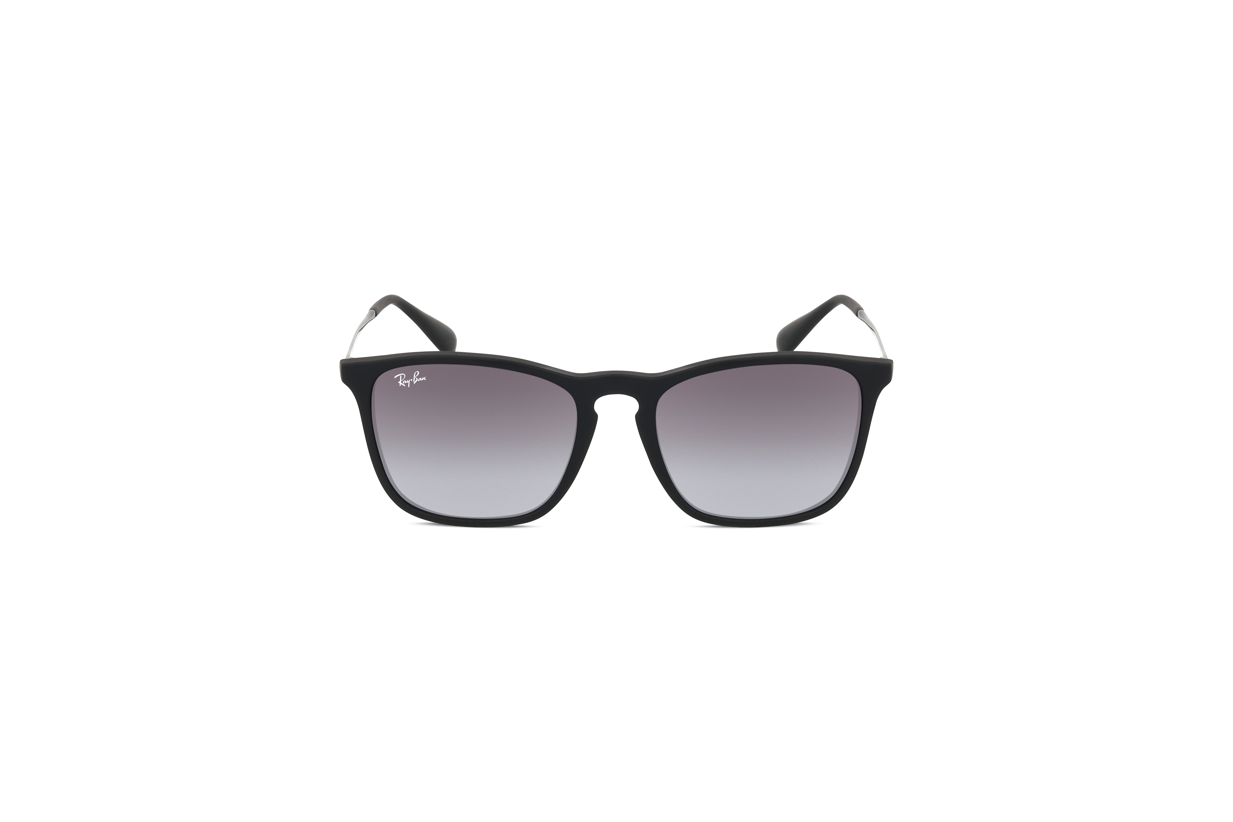 Die Sonnenbrille Ray-Ban RB4187 in Schwarz auf weißem Hintergrund in Frontalansicht.