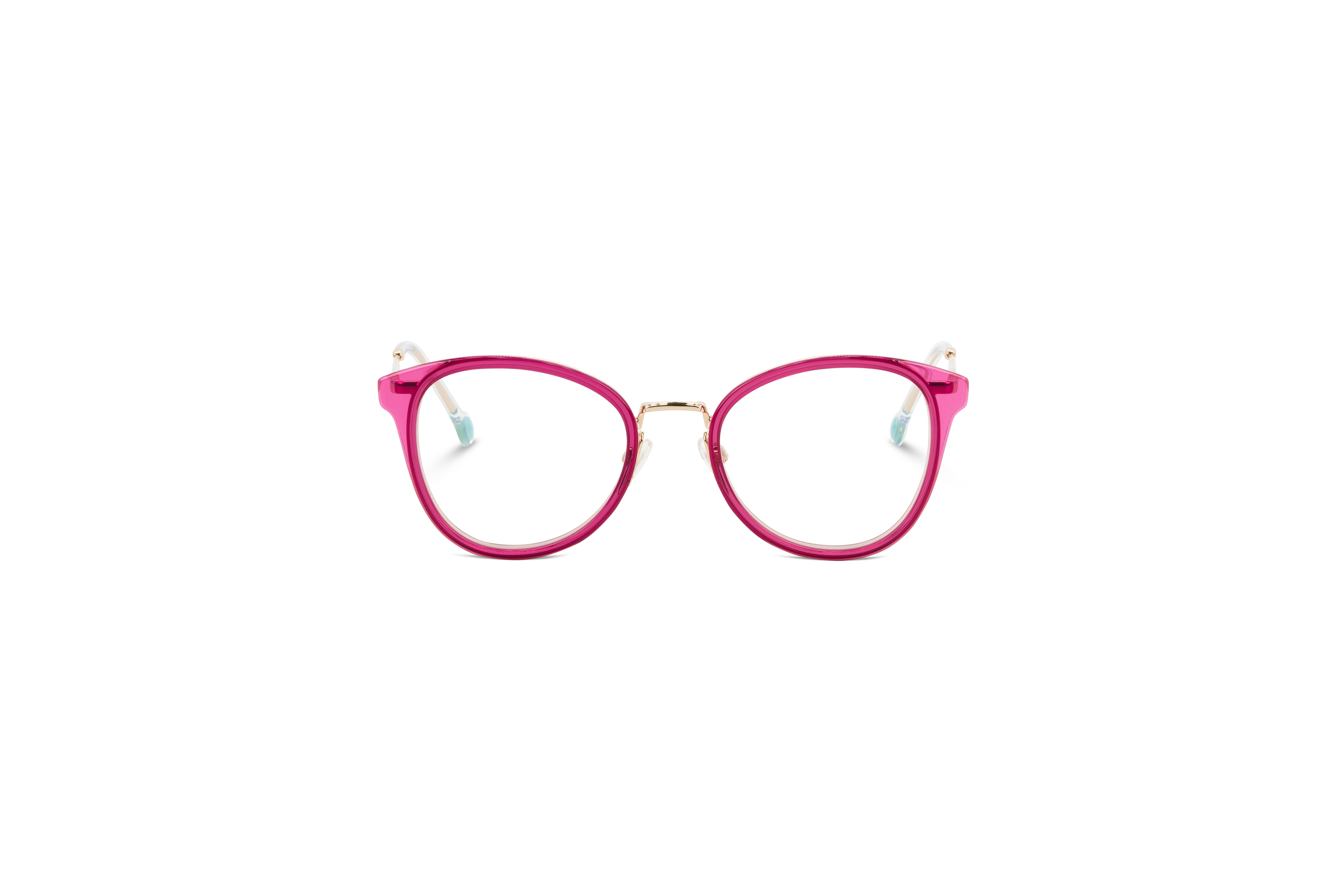 Die Brille Tommy Hilfiger TH 1837 in Pink auf weißem Hintergrund in Frontalansicht.