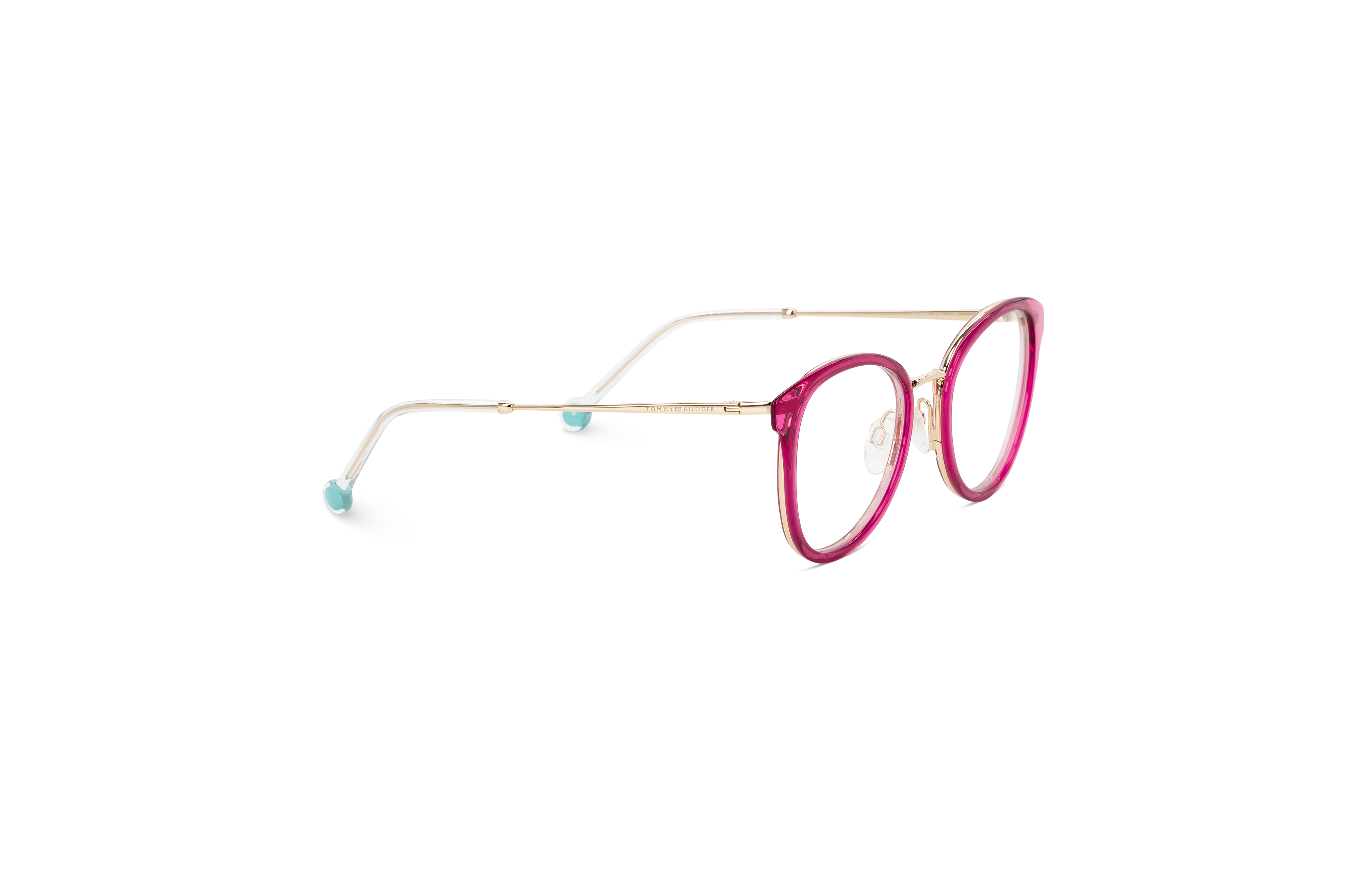 Die Brille Tommy Hilfiger TH 1837 in Pink mit Seitenansicht.